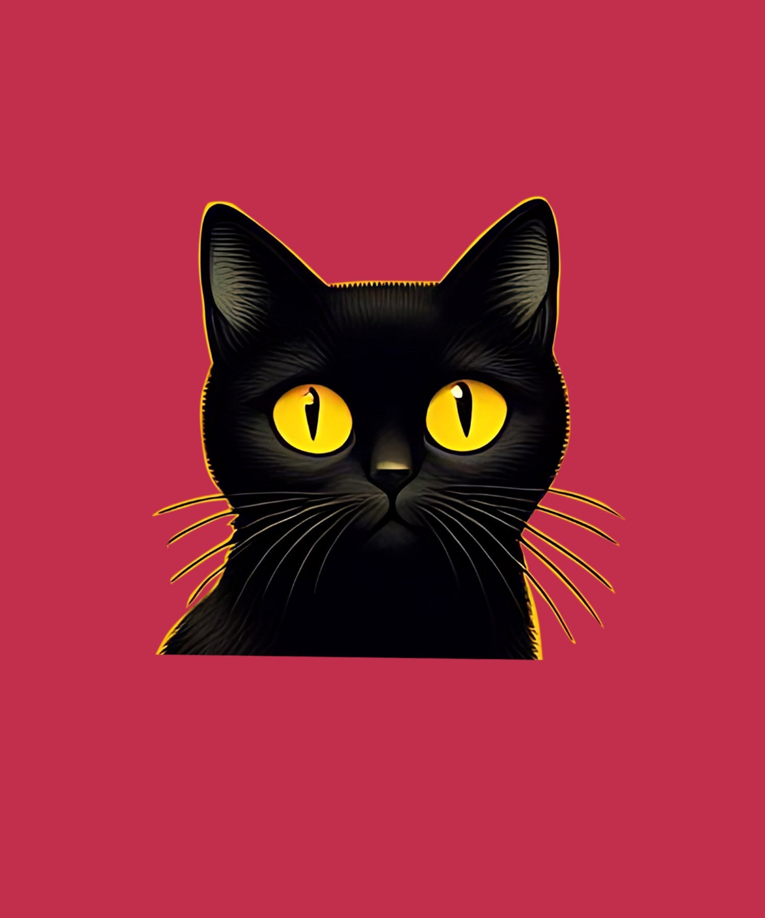 Imperial Red Half Sleeves Black Cats Printed Oversized T-Shirt