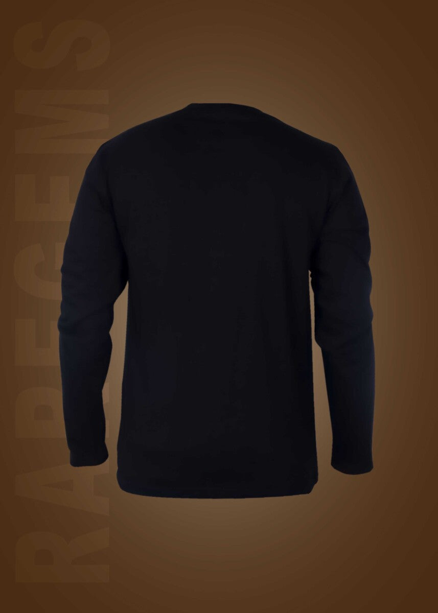 Black Round Neck Full Sleeves Astronaut Printed T-Shirt