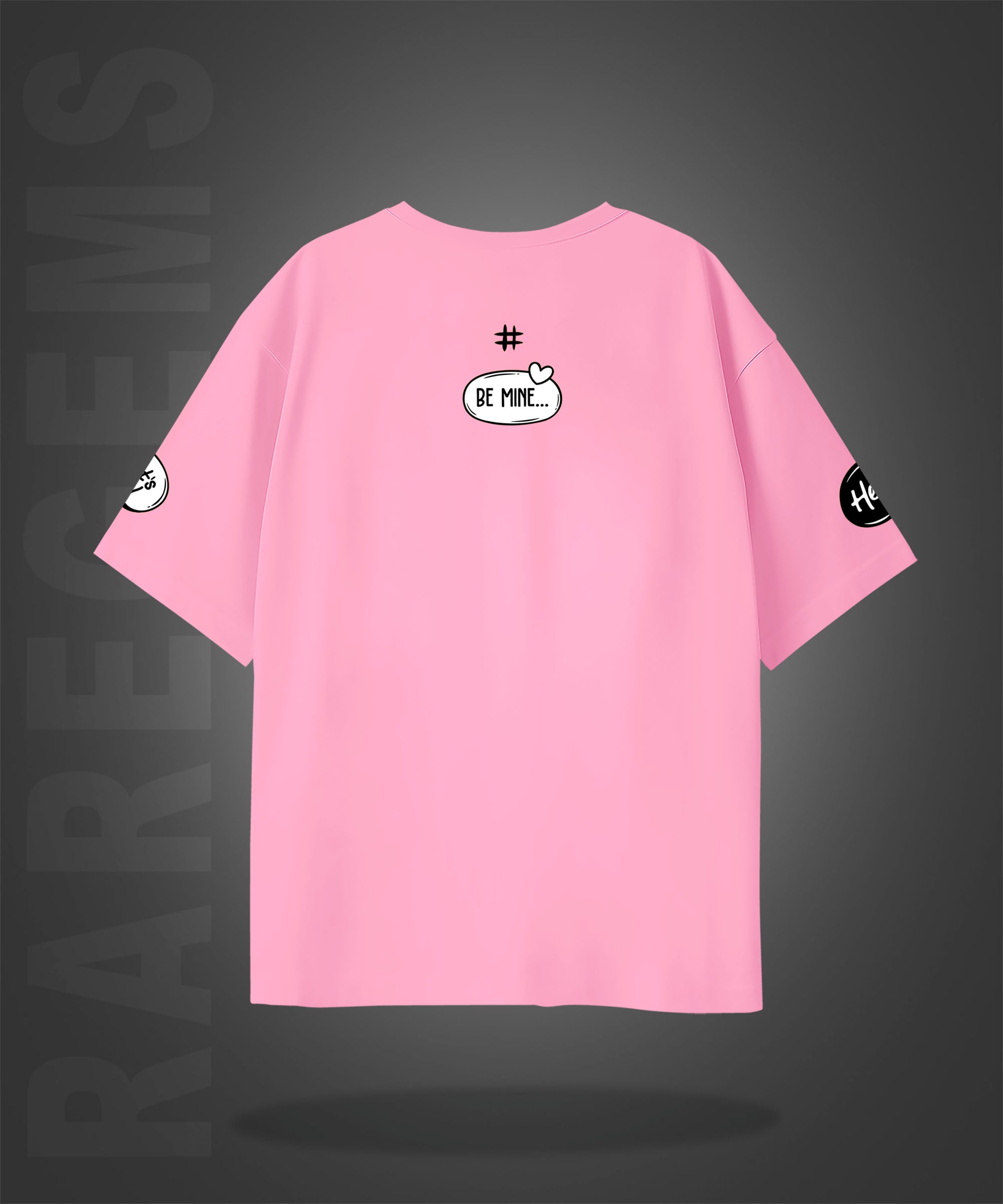Pink Half Sleeve Round Neck Social Media Slangs Printed Oversized T-Shirt
