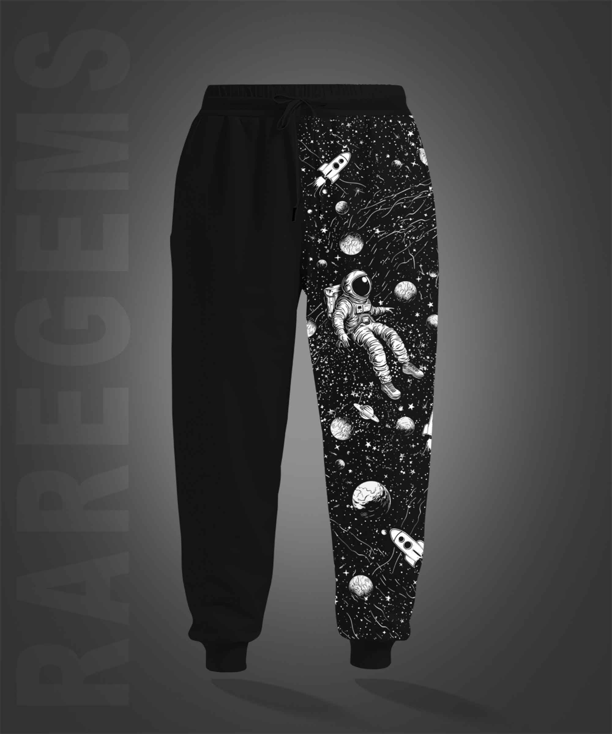 Black Astronaut's Adventure Printed Joggers