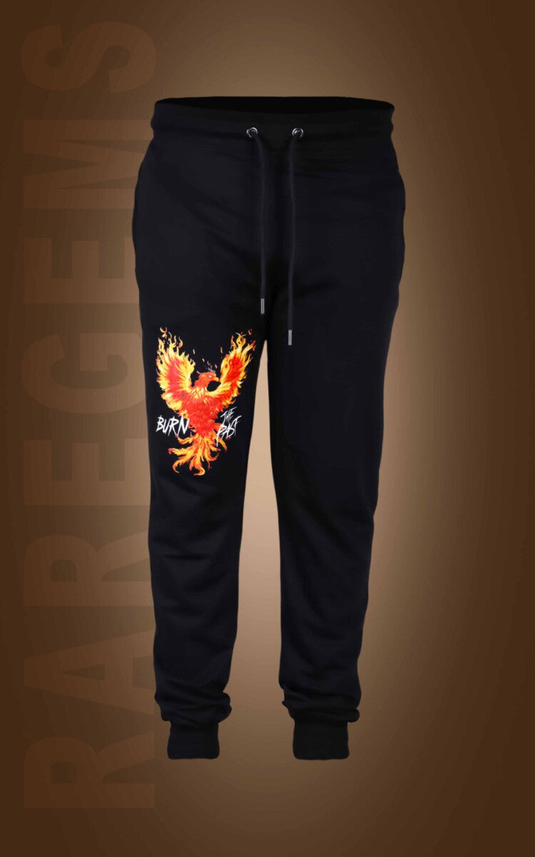 Black Burn The Past Phoenix Printed Joggers