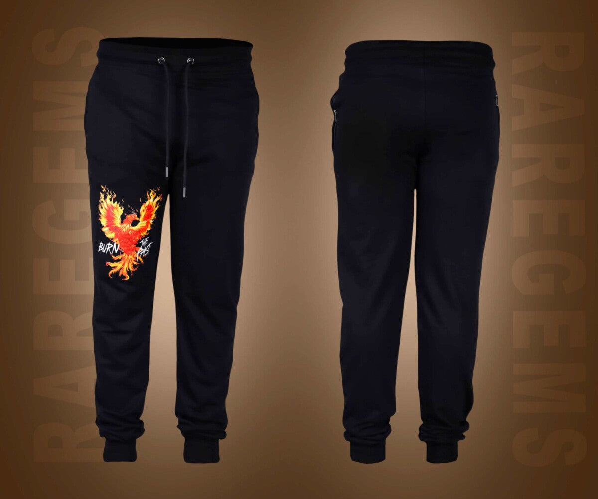 Black Burn The Past Phoenix Printed Joggers