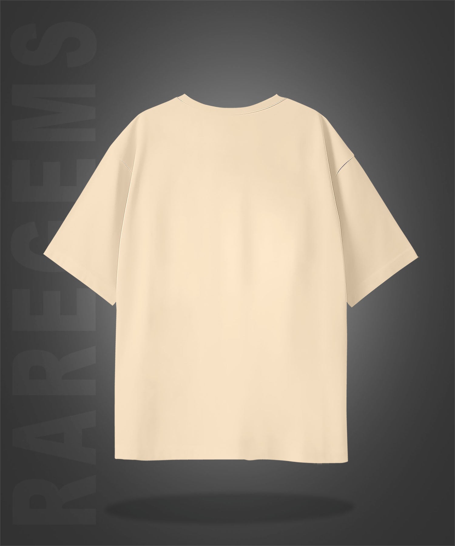 Beige Half Sleeve Round Neck Brown Eagle Embroidered Oversized T-Shirt