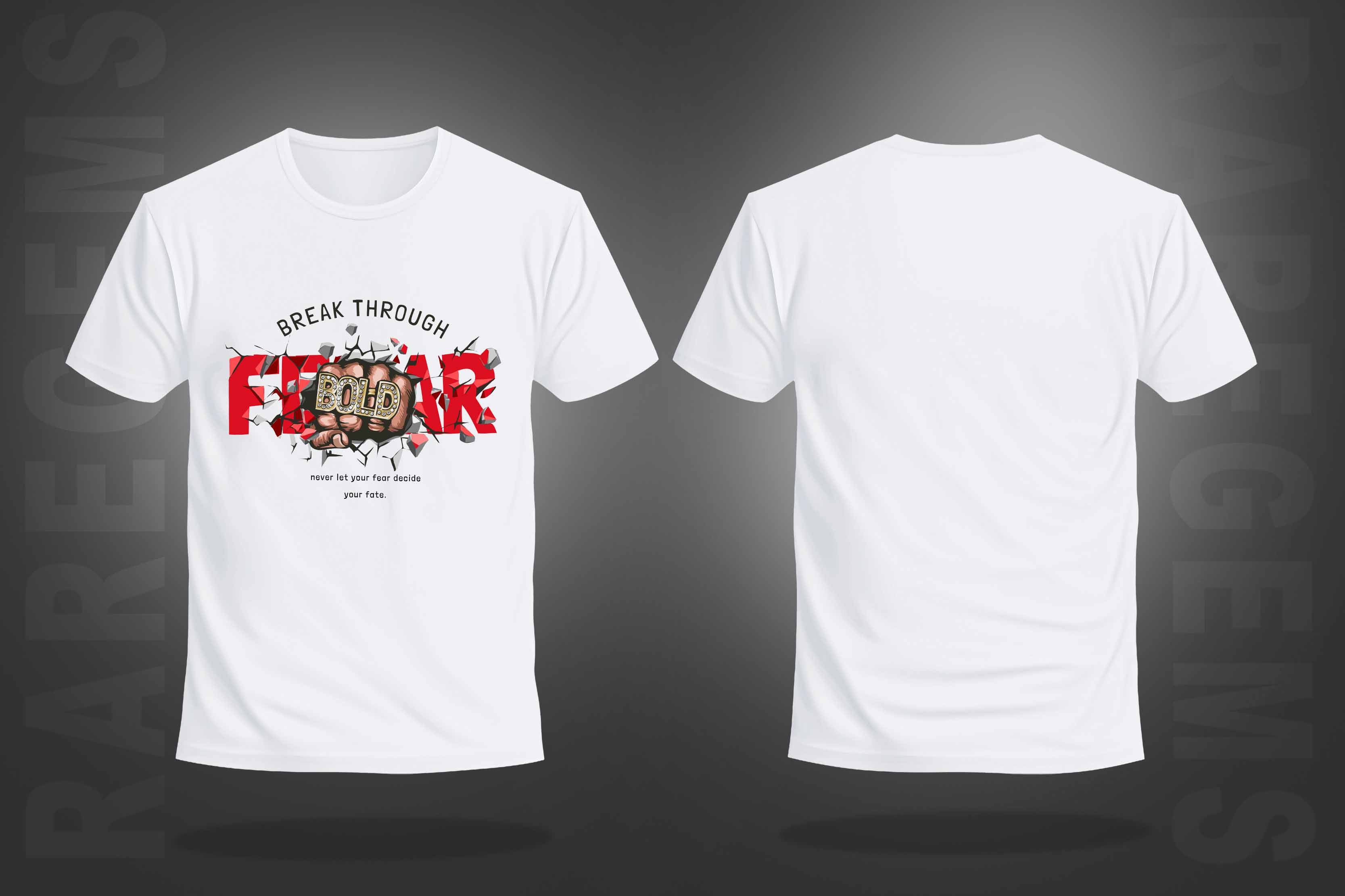 White Round Neck Half Sleeves Fear And Bold Printed Regular T-Shirt