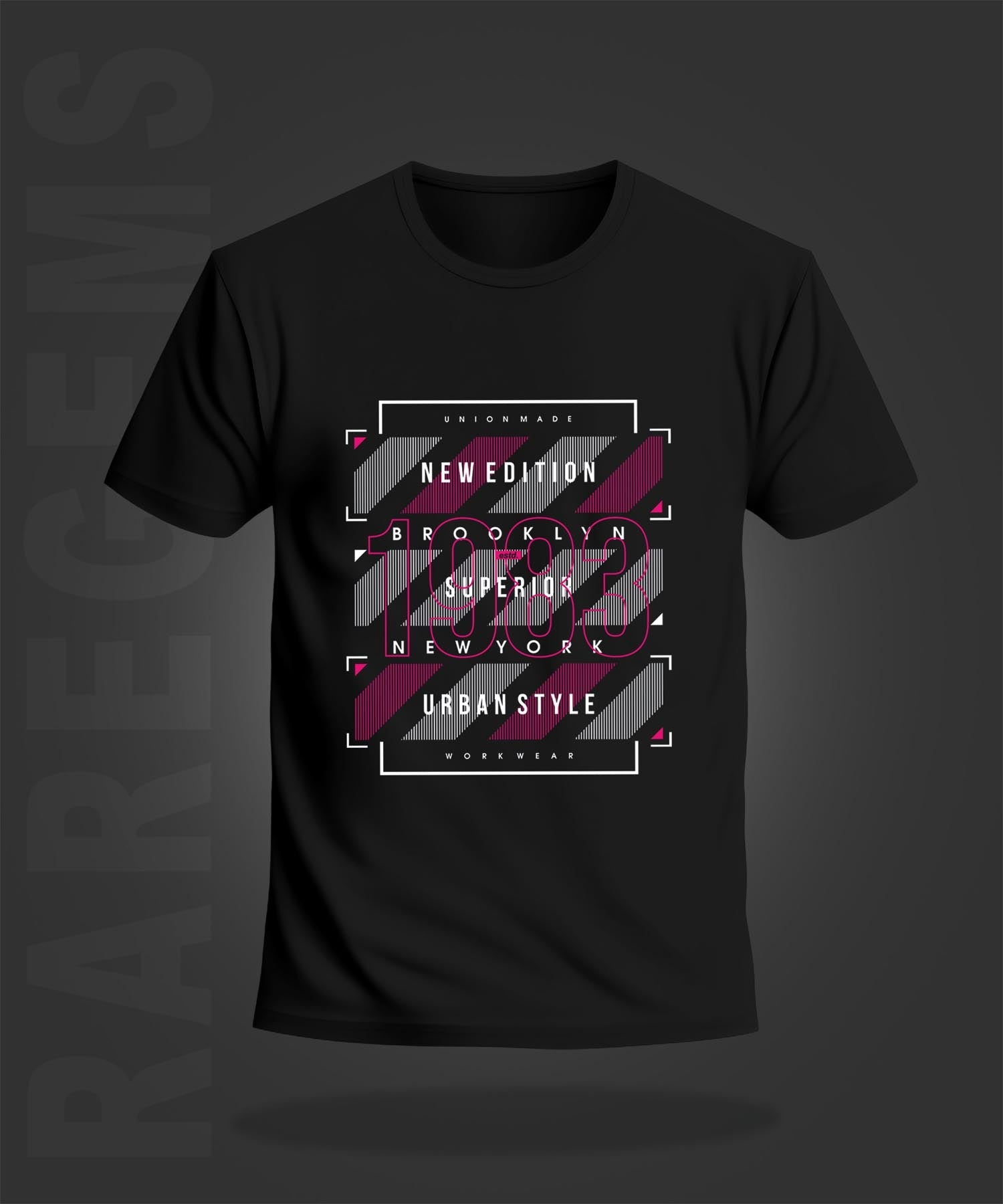 Black Round Neck Half Sleeve Brooklyn New York Printed Regular T-Shirt