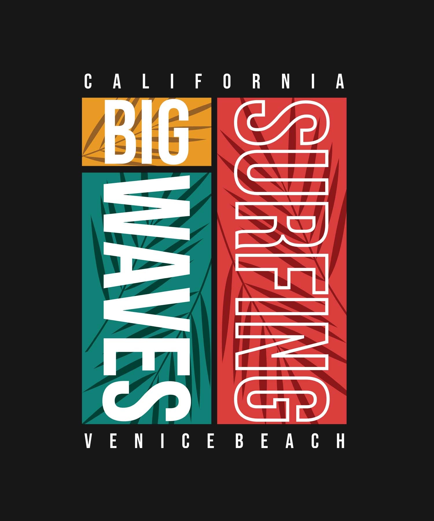 Black Round Neck Half Sleeves California Surfing Printed Regular T-Shirt