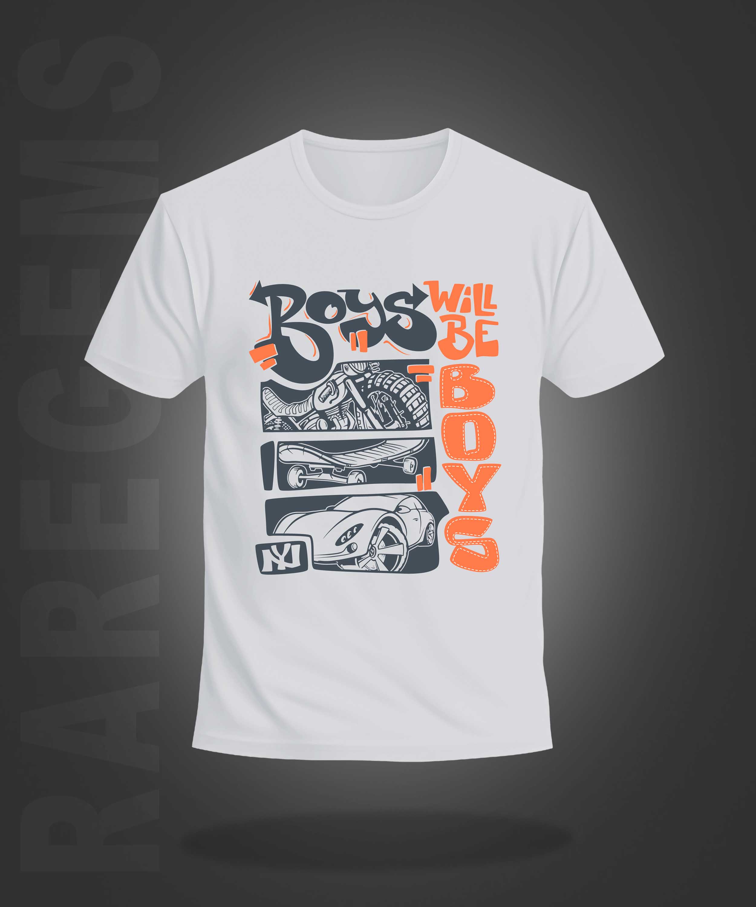 White Round Neck Half Sleeve Boys Will Be Boys Printed Regular T-Shirt