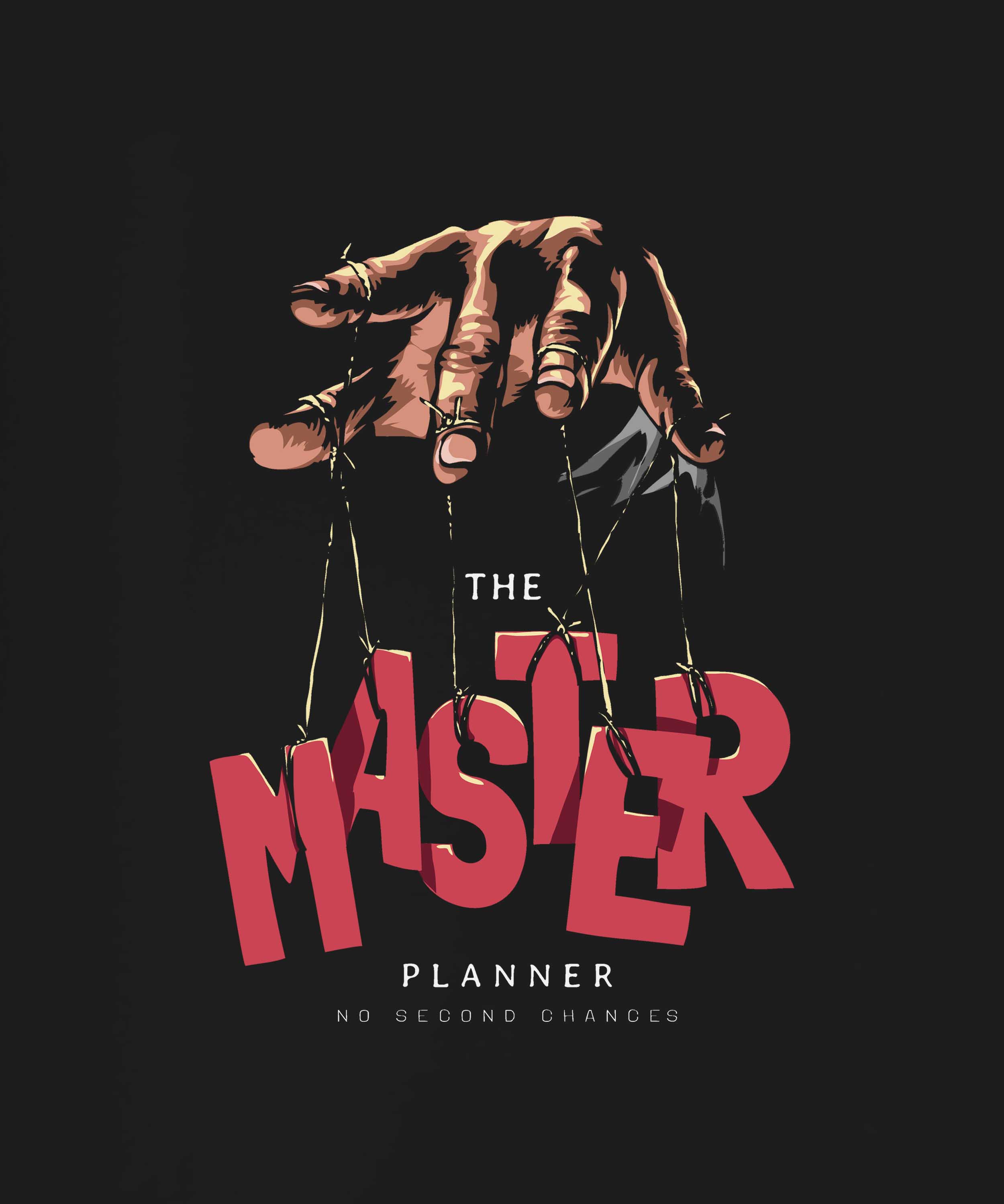 Black Half Sleeve Round Neck The Master Planner Printed Regular T-Shirt