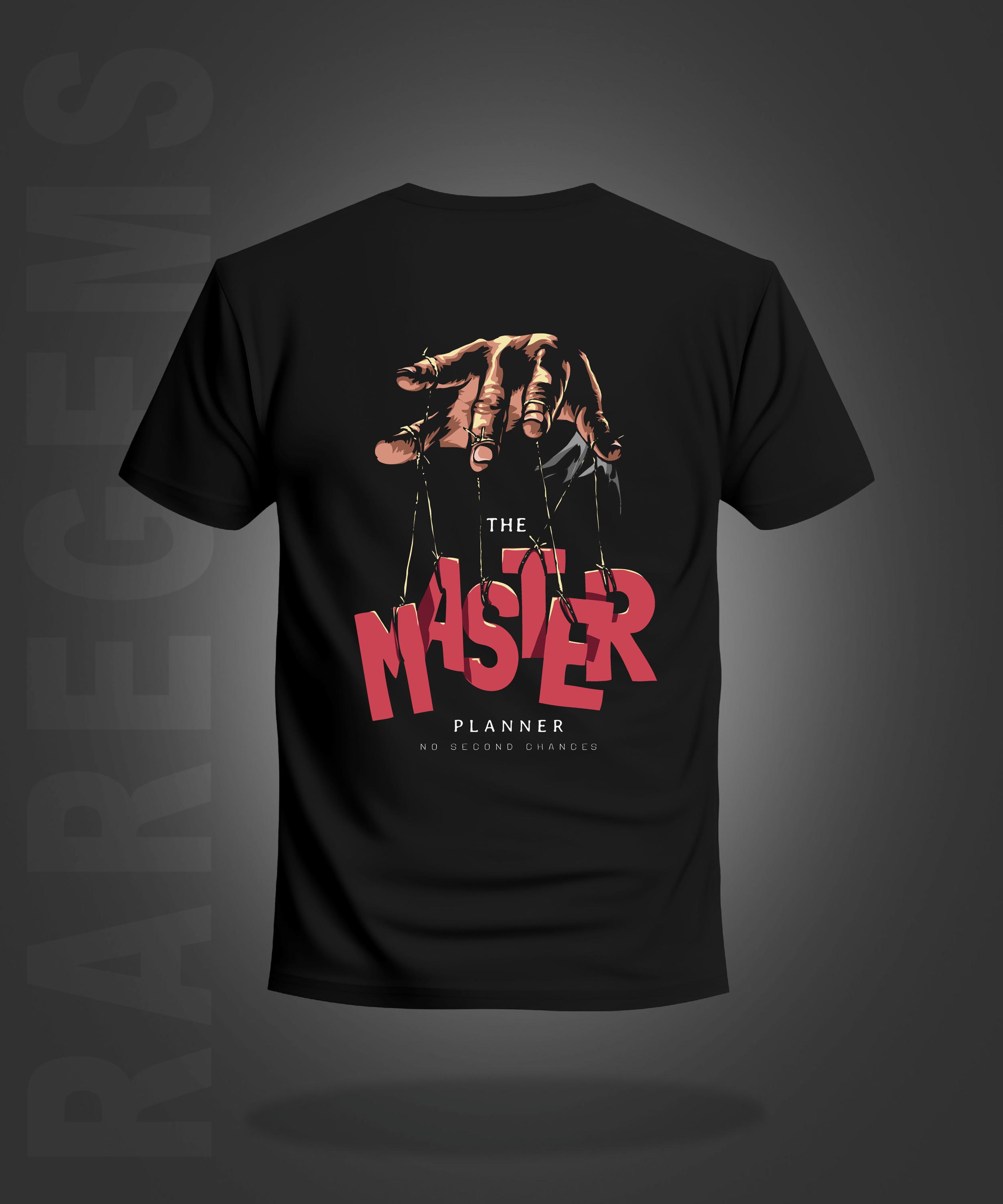 Black Half Sleeve Round Neck The Master Planner Printed Regular T-Shirt