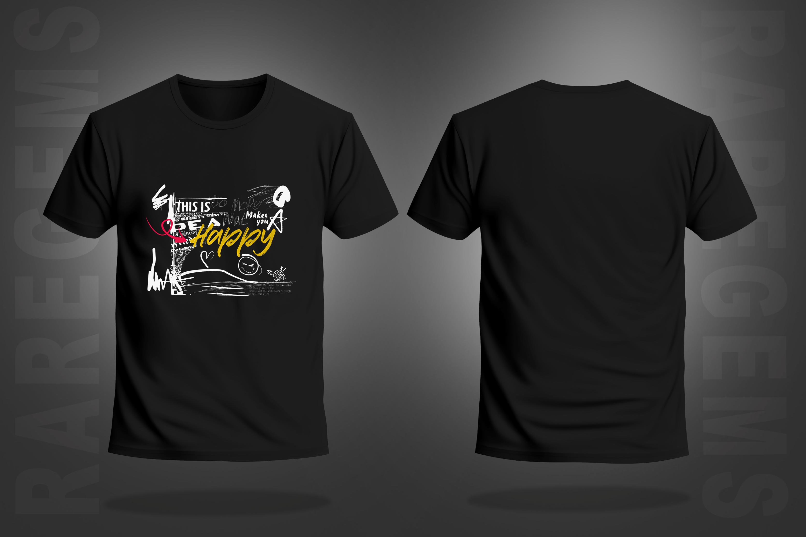 Black Half Sleeves Round Neck Do More What Makes You Happy Printed Regular T-Shirt