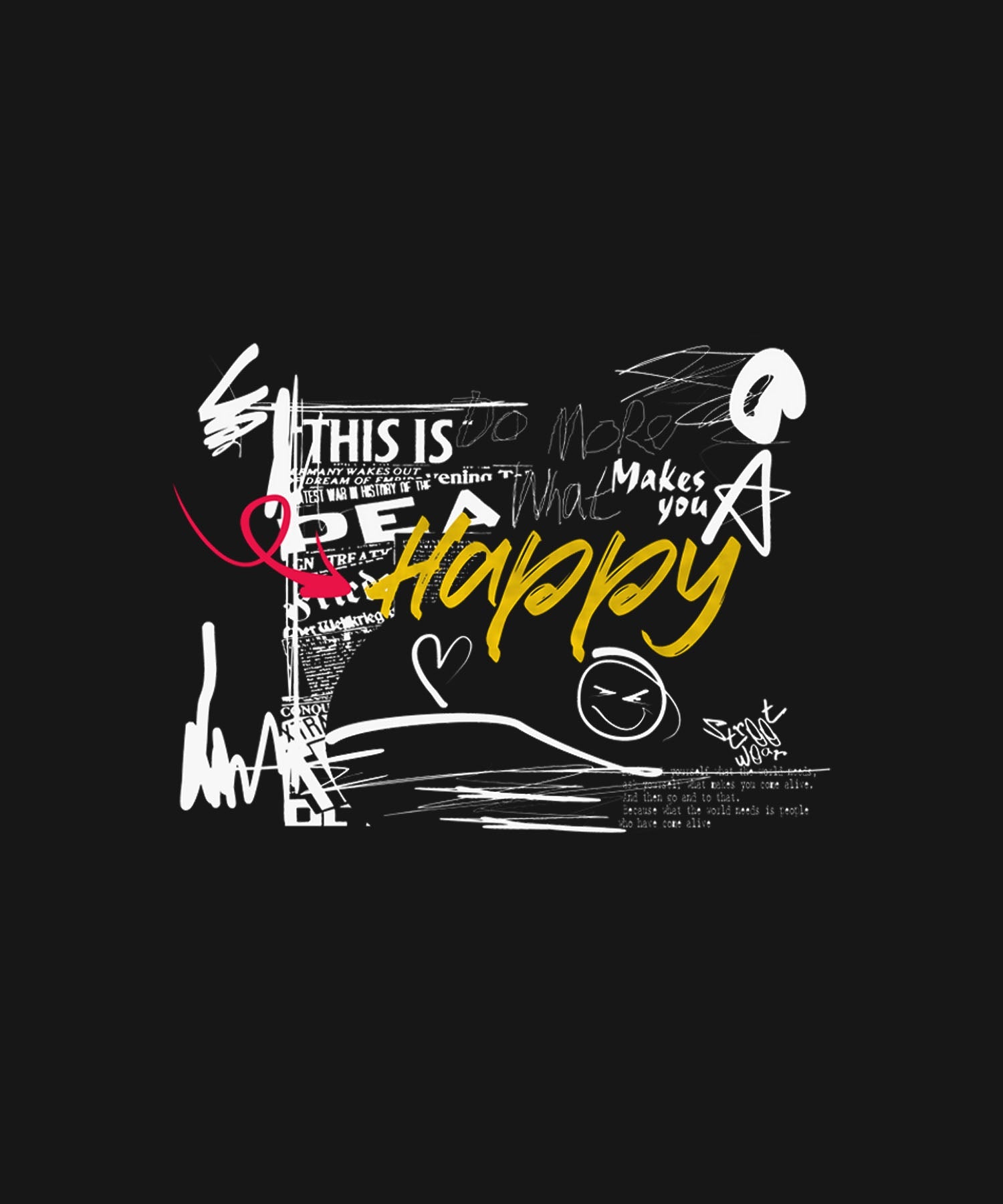 Black Half Sleeves Round Neck Do More What Makes You Happy Printed Regular T-Shirt