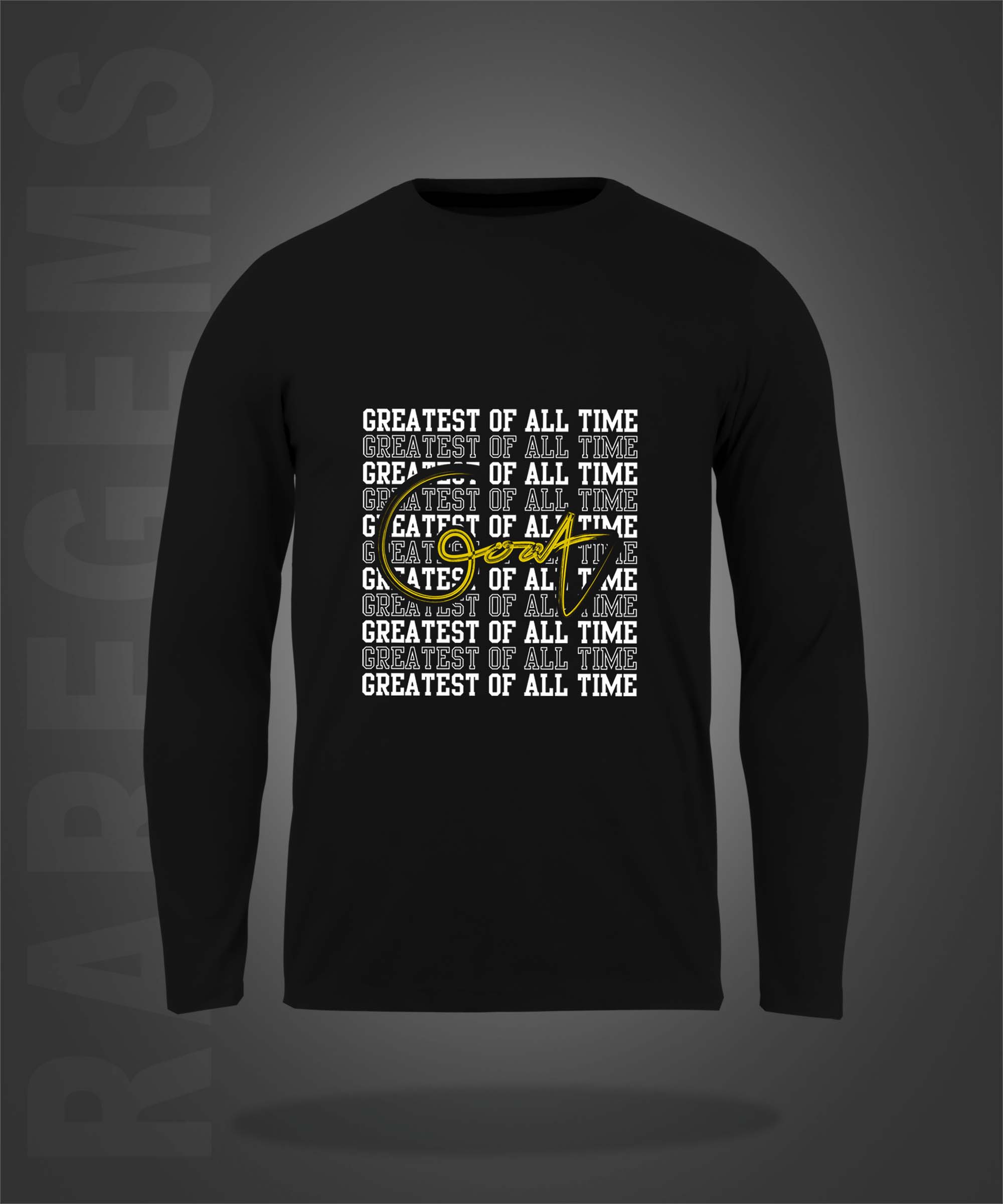 Black Round Neck Goat Printed Full Sleeves T-Shirt