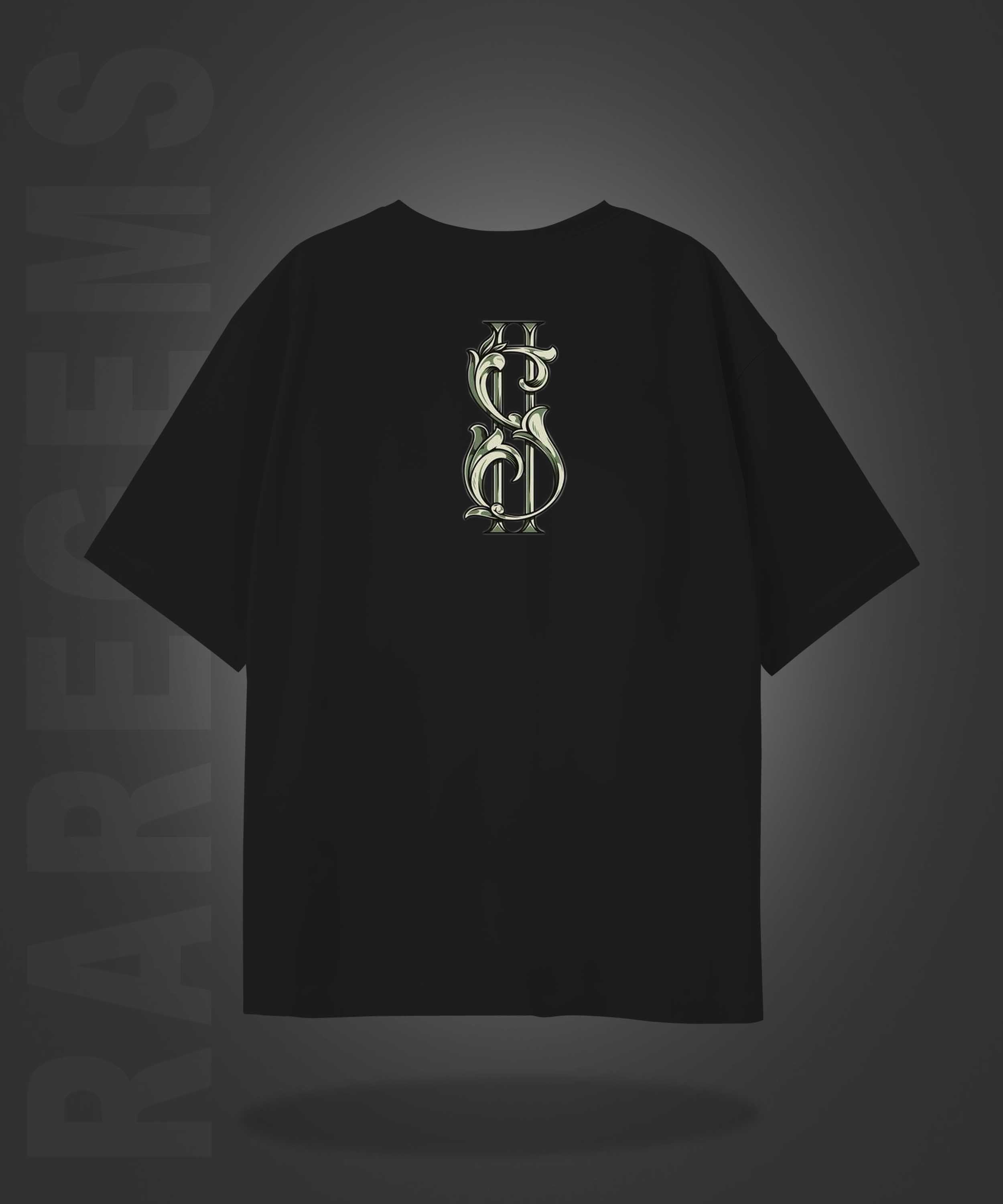 Black Half Sleeves Round Neck Dollars In Dead Hand Printed Oversized T-Shirt