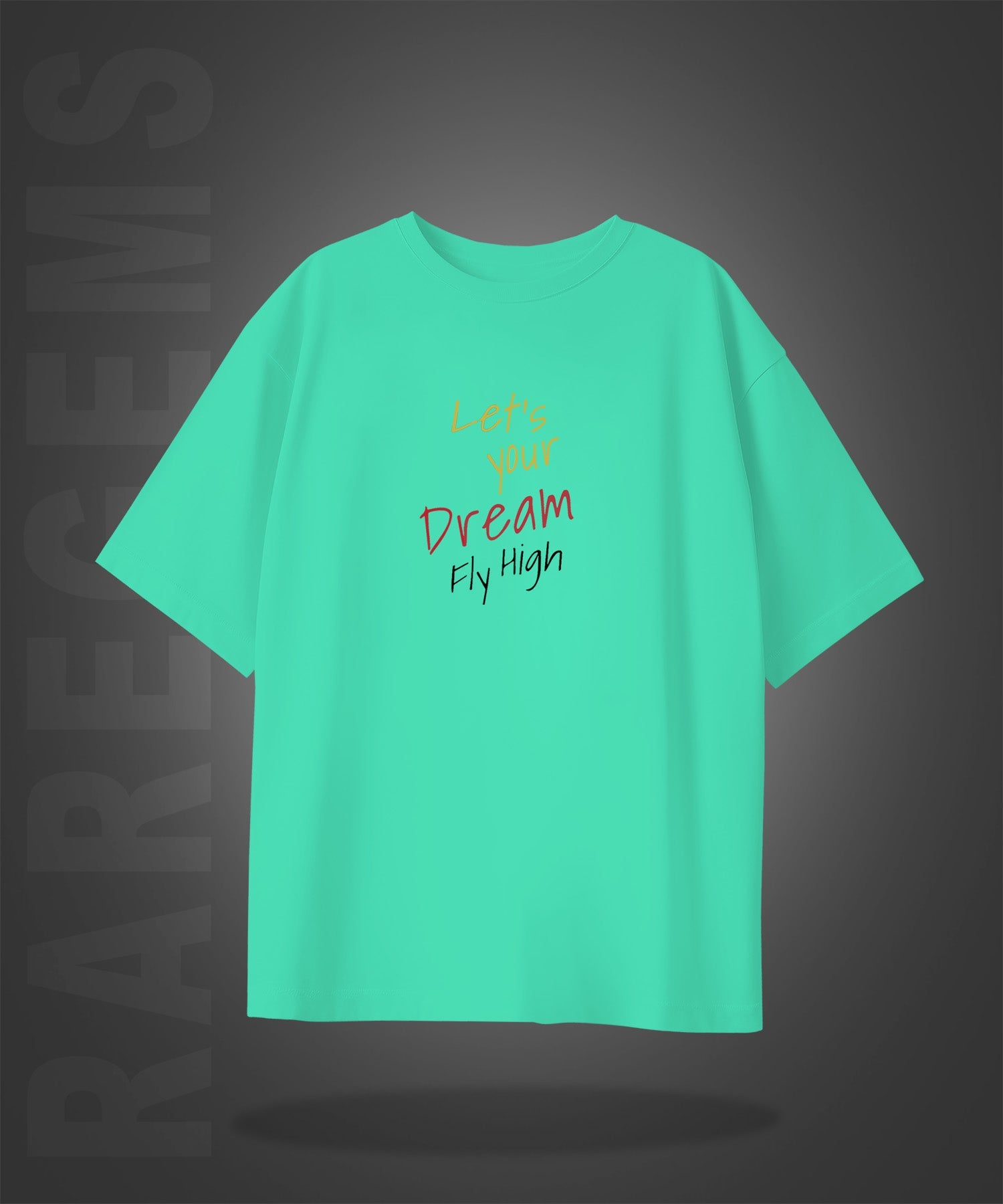 Mint Green Half Sleeve Freedom And Macaw Bird Printed Oversized T-Shirt