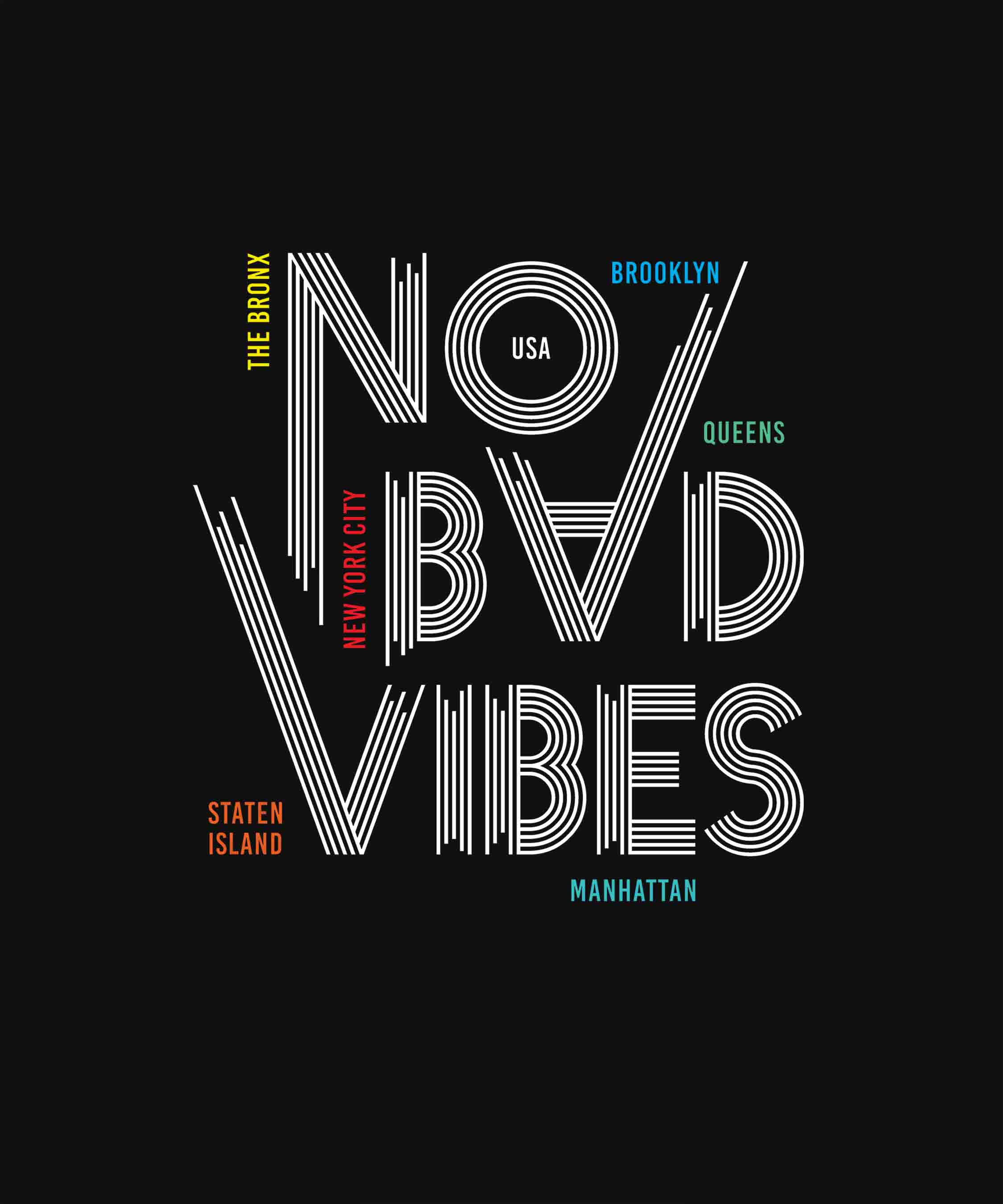 Black Half Sleeves No Bad Vibes Printed Oversized T-Shirt
