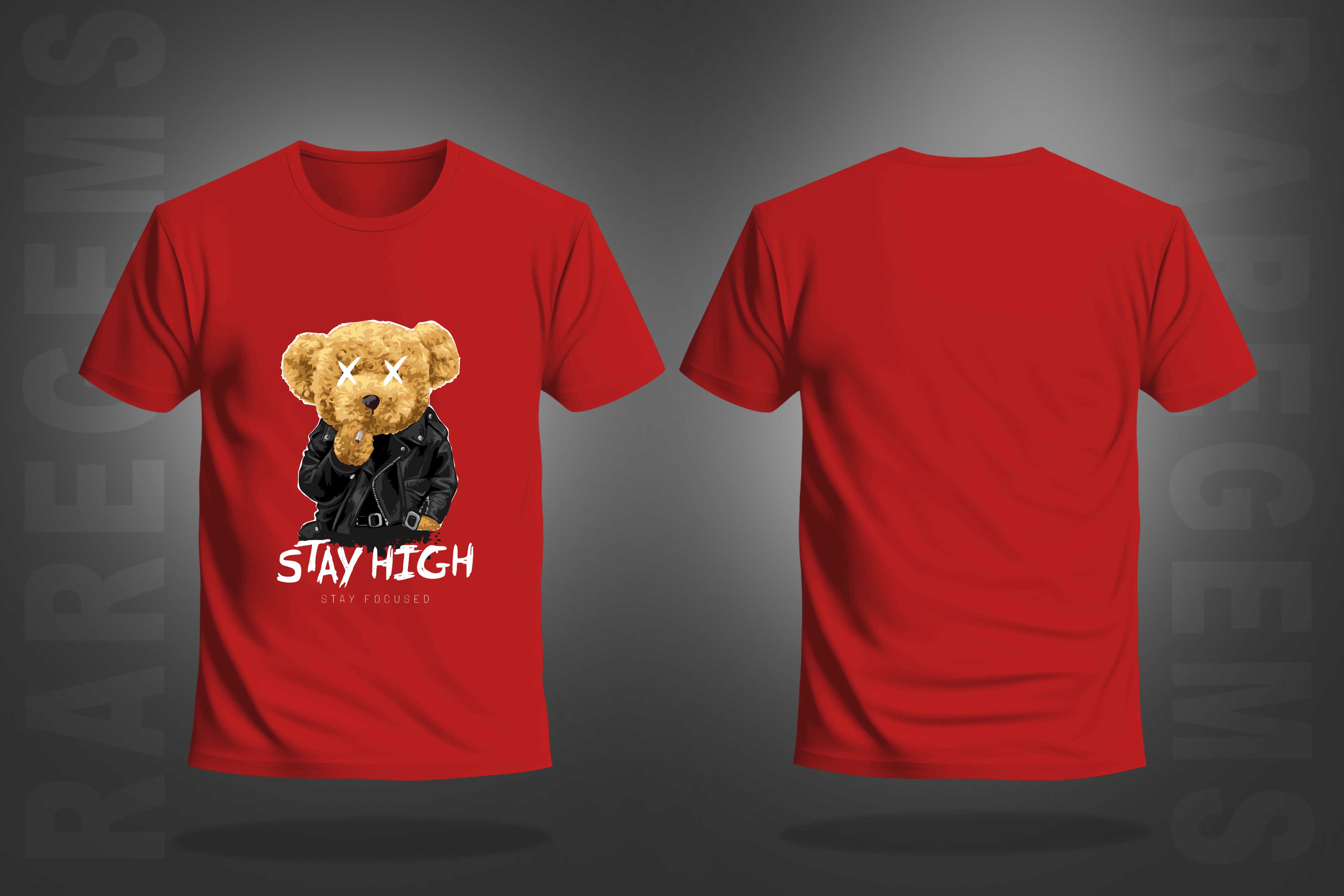 Red Half Sleeve Round Neck Stay High Teddy Printed Regular T-Shirt