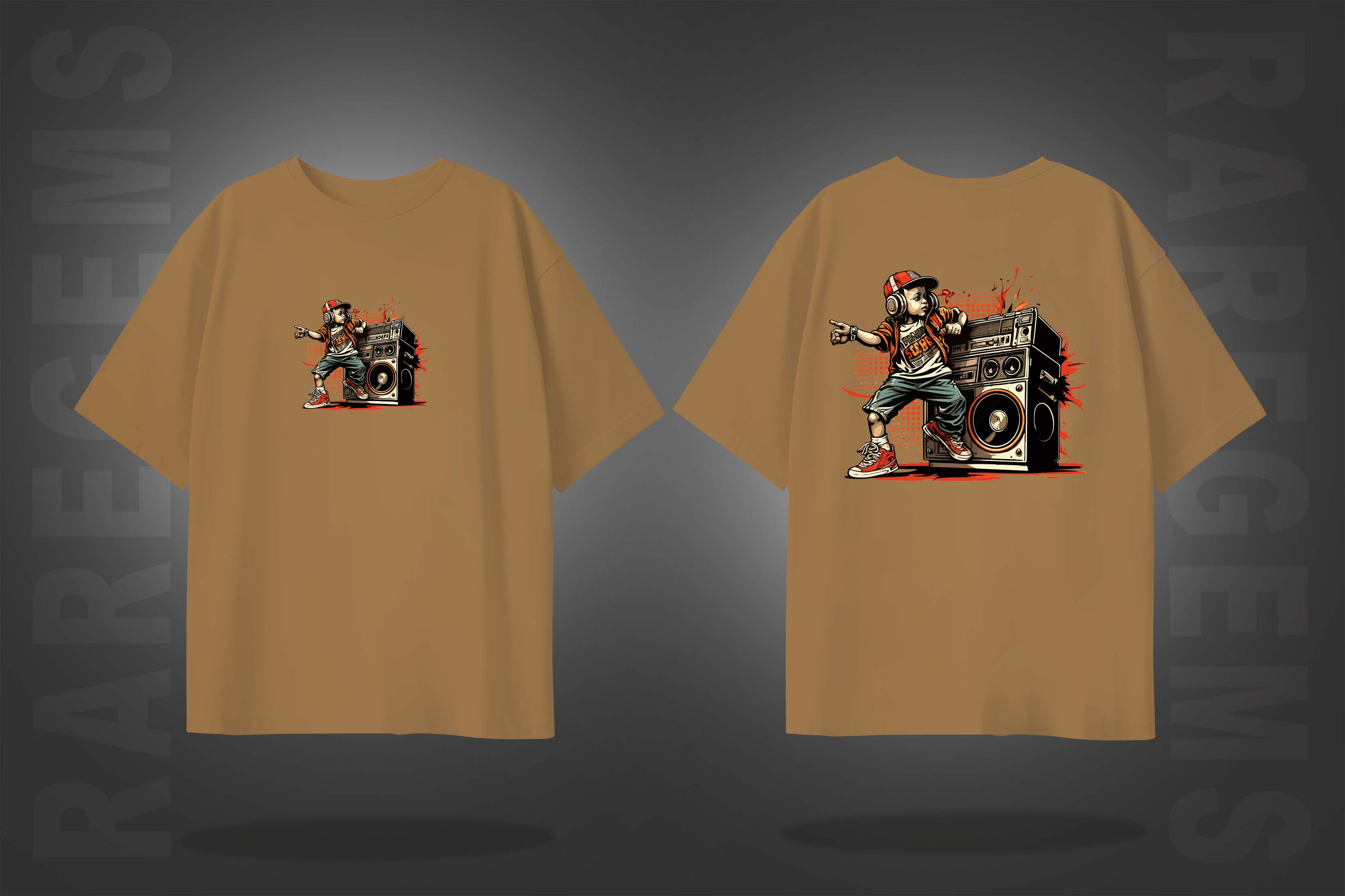 Beige Half Sleeve Hip-Hop Boy Printed Oversized T-Shirt