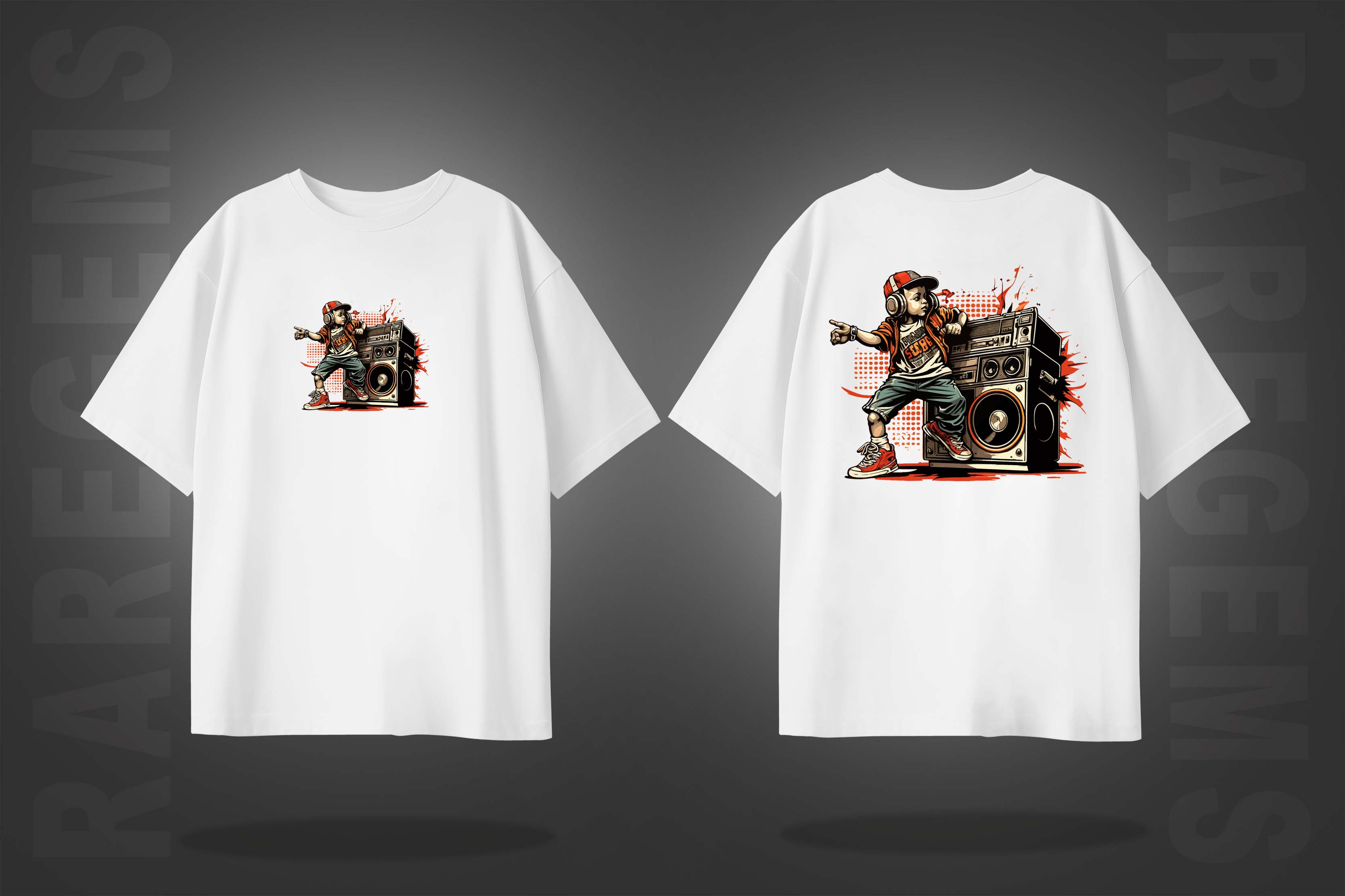 White Half Sleeve Hip-Hop Boy Printed Oversized T-Shirt