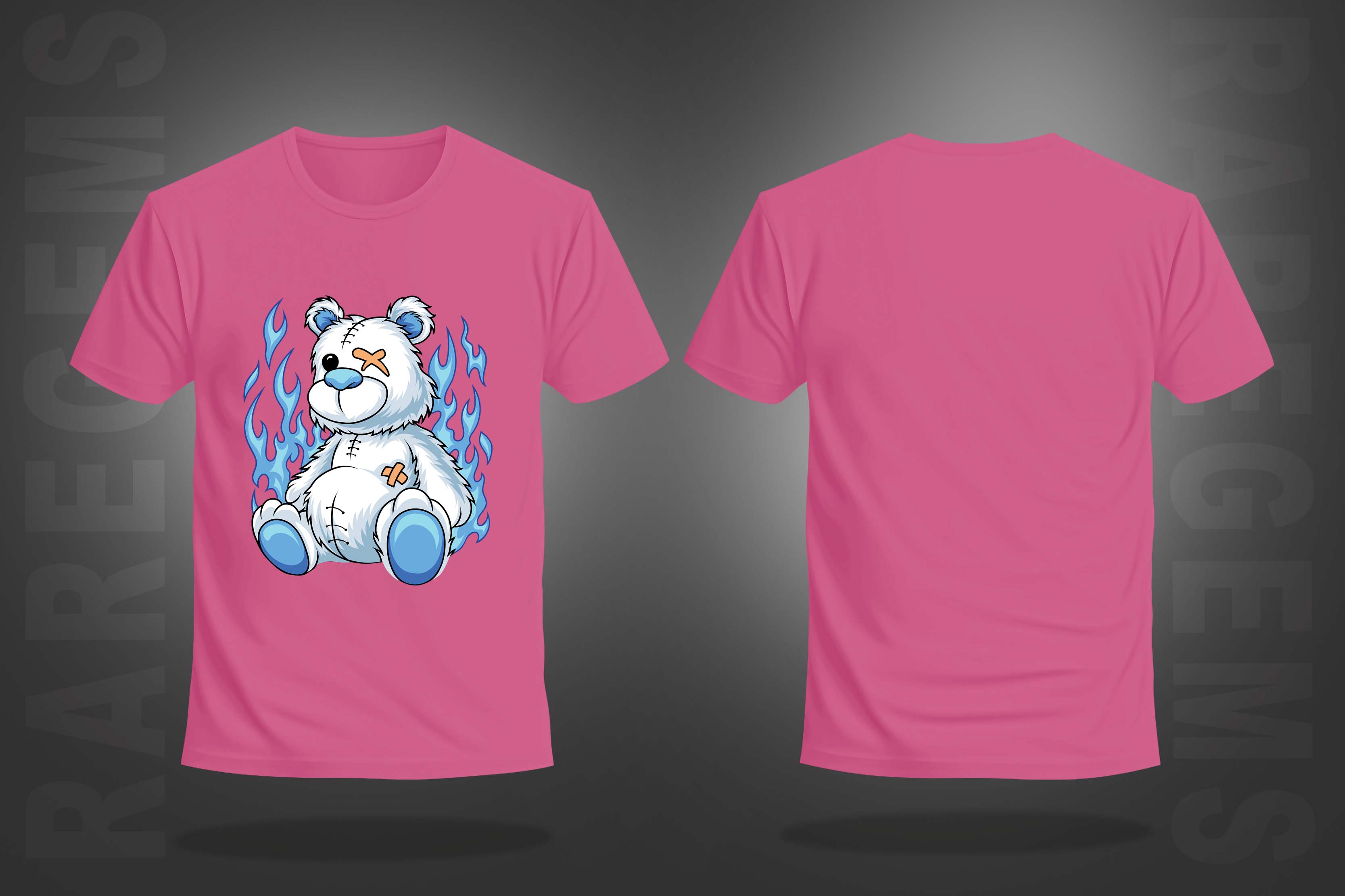 Pink Round Neck Half Sleeve Burning Teddy Printed Regular T-Shirt