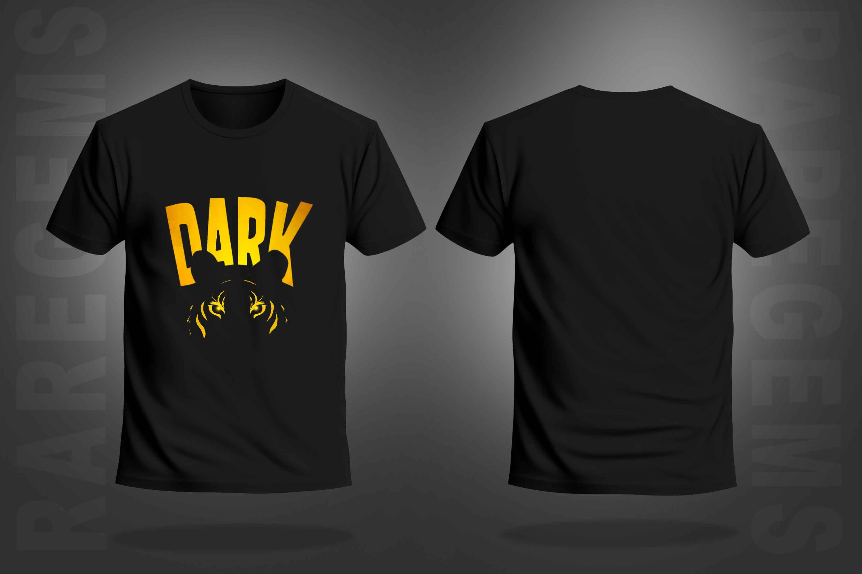 Black Half Sleeve Round Neck Dark Tiger Printed Regular T-Shirt