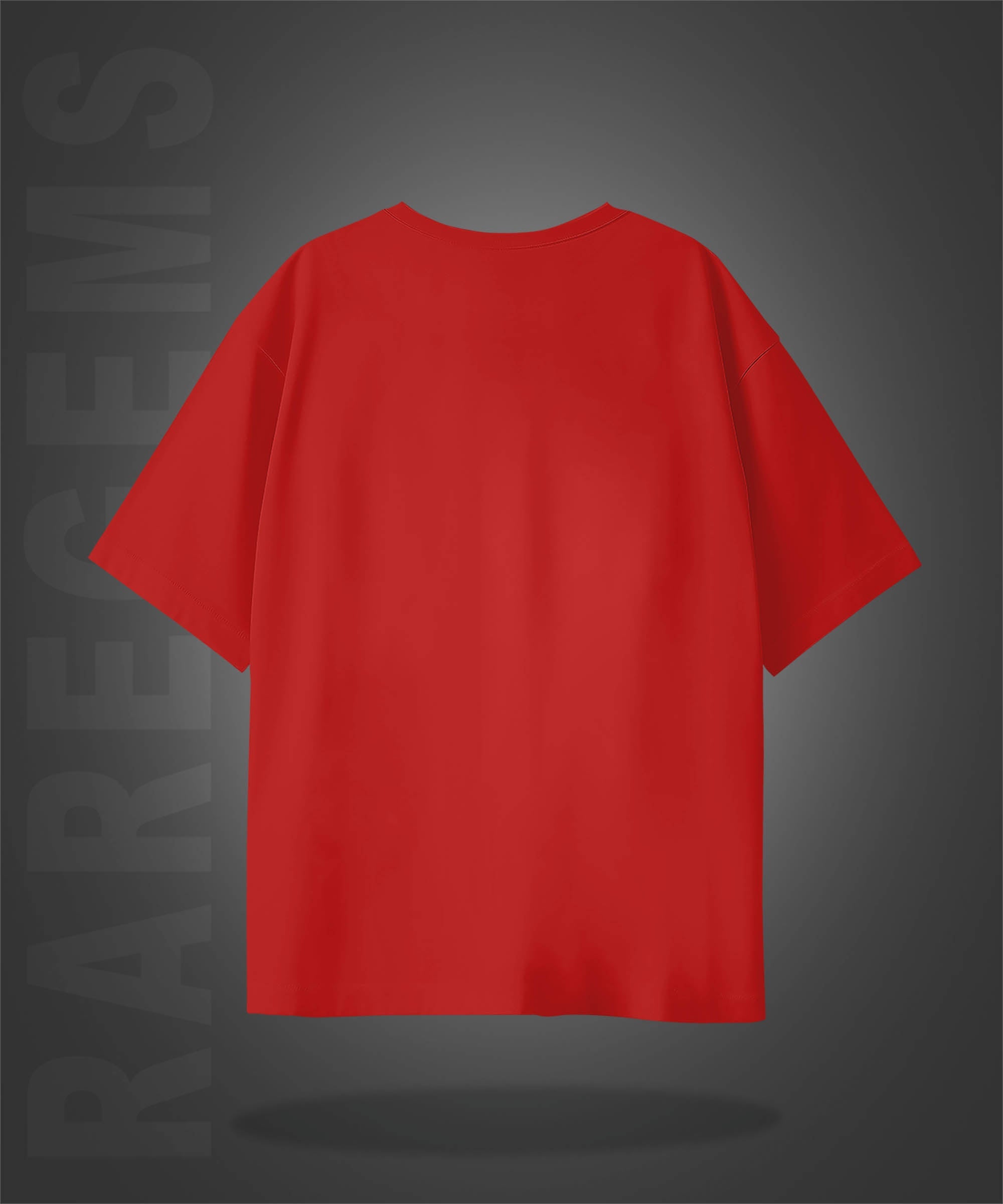 Red Half Sleeves Round Neck Skull And Palm Tree Printed Oversized T-Shirt