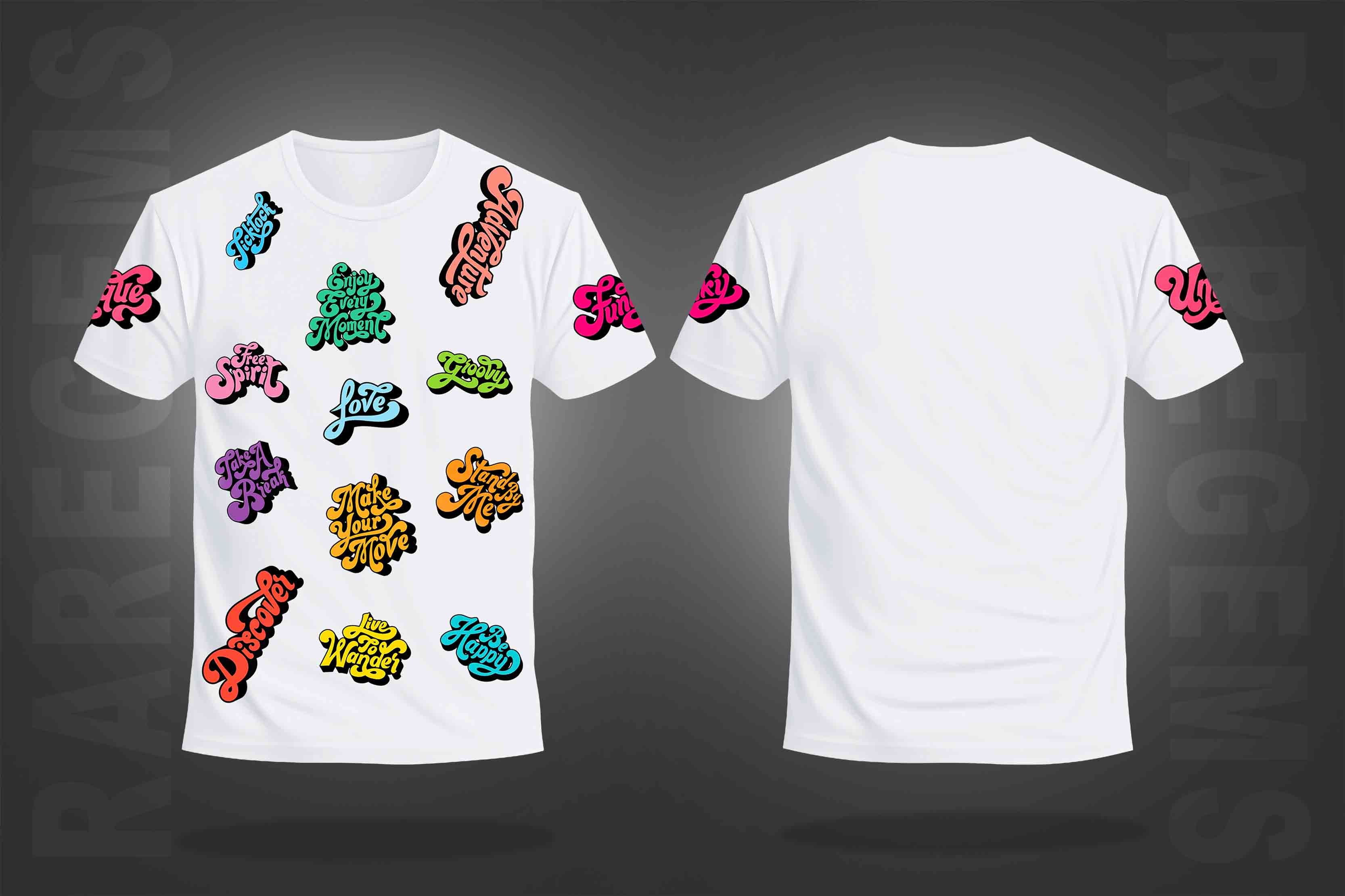 White Half Sleeve Round Neck Multicolor Short Quotes Printed Regular T-Shirt