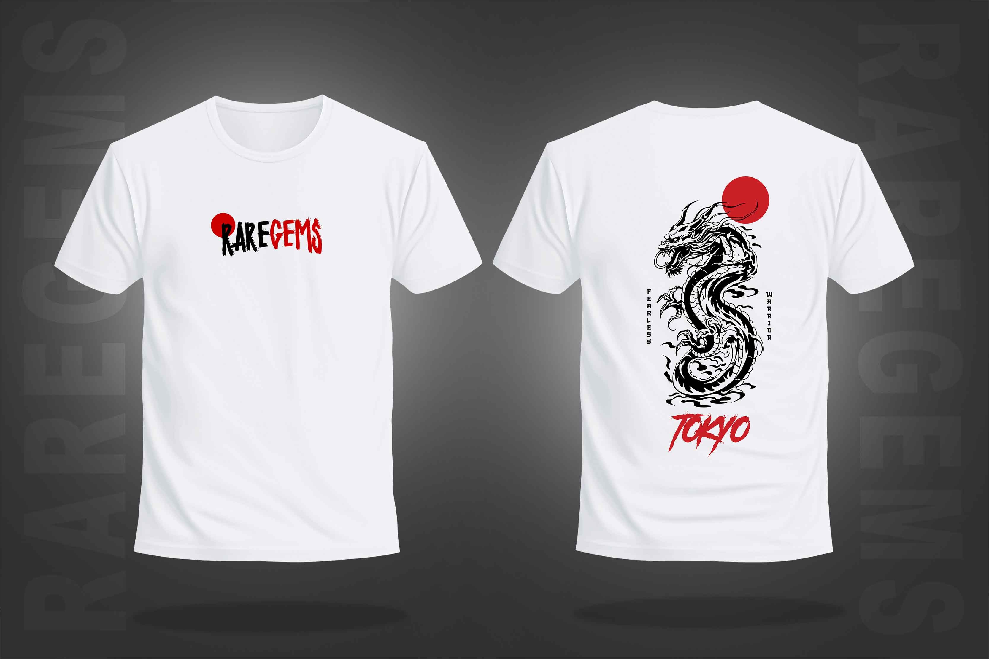 White Round Neck Half Sleeve Tokyo Dragon Printed Regular T-Shirt