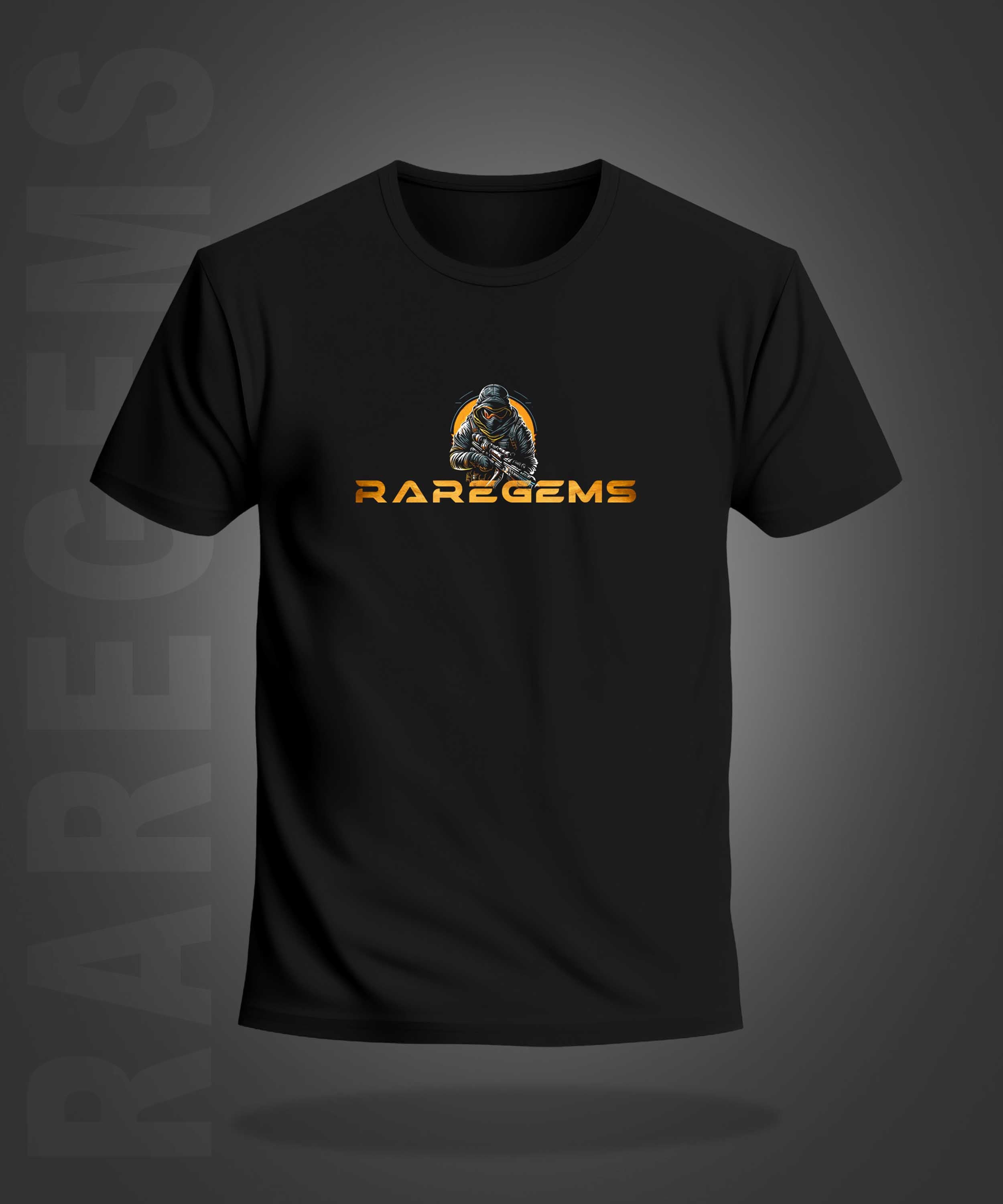 Black Half Sleeves Round Neck Commando Printed Regular T-Shirt