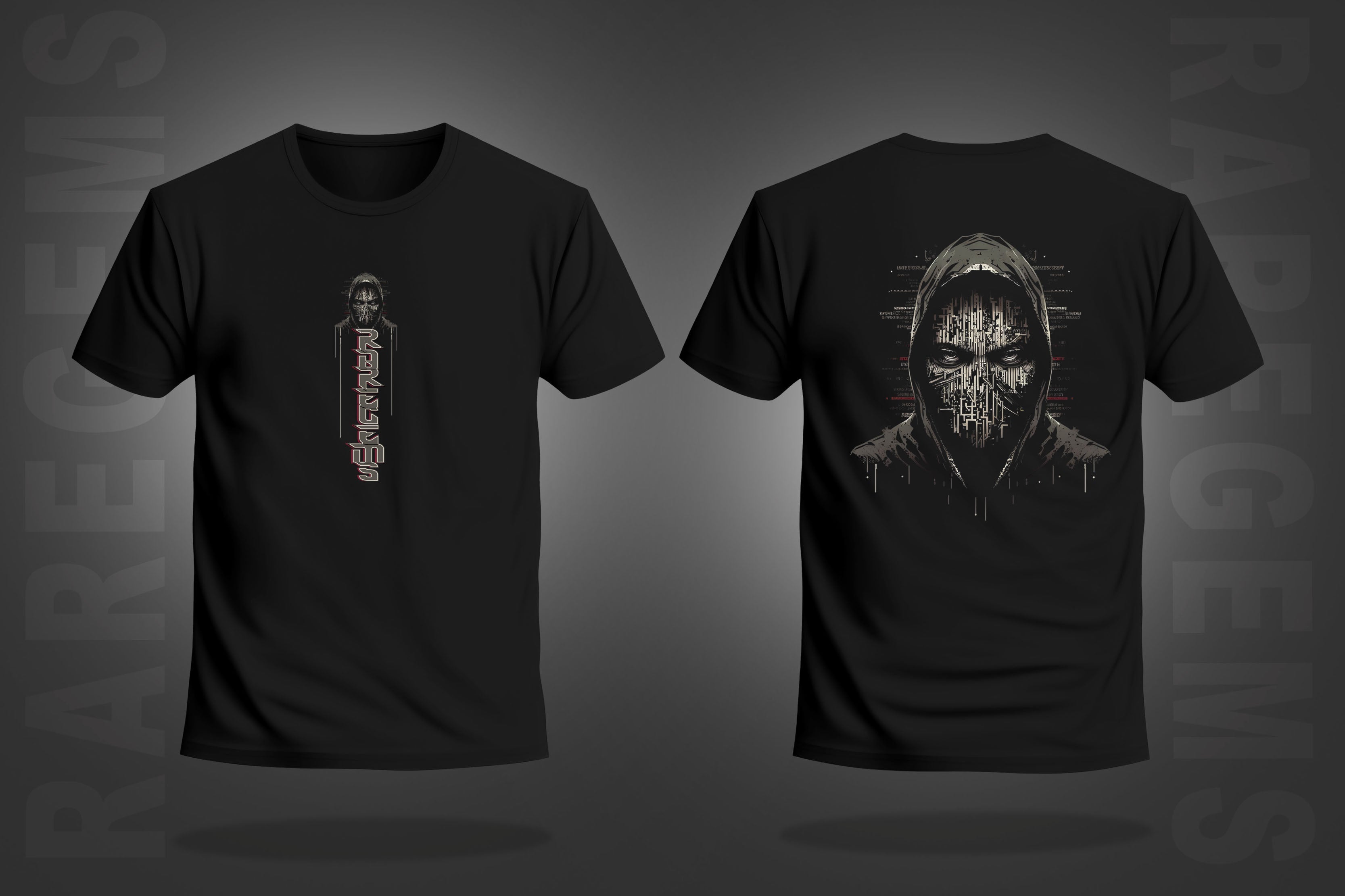 Black Half Sleeve Round Neck Hacker Man Printed Regular T-Shirt