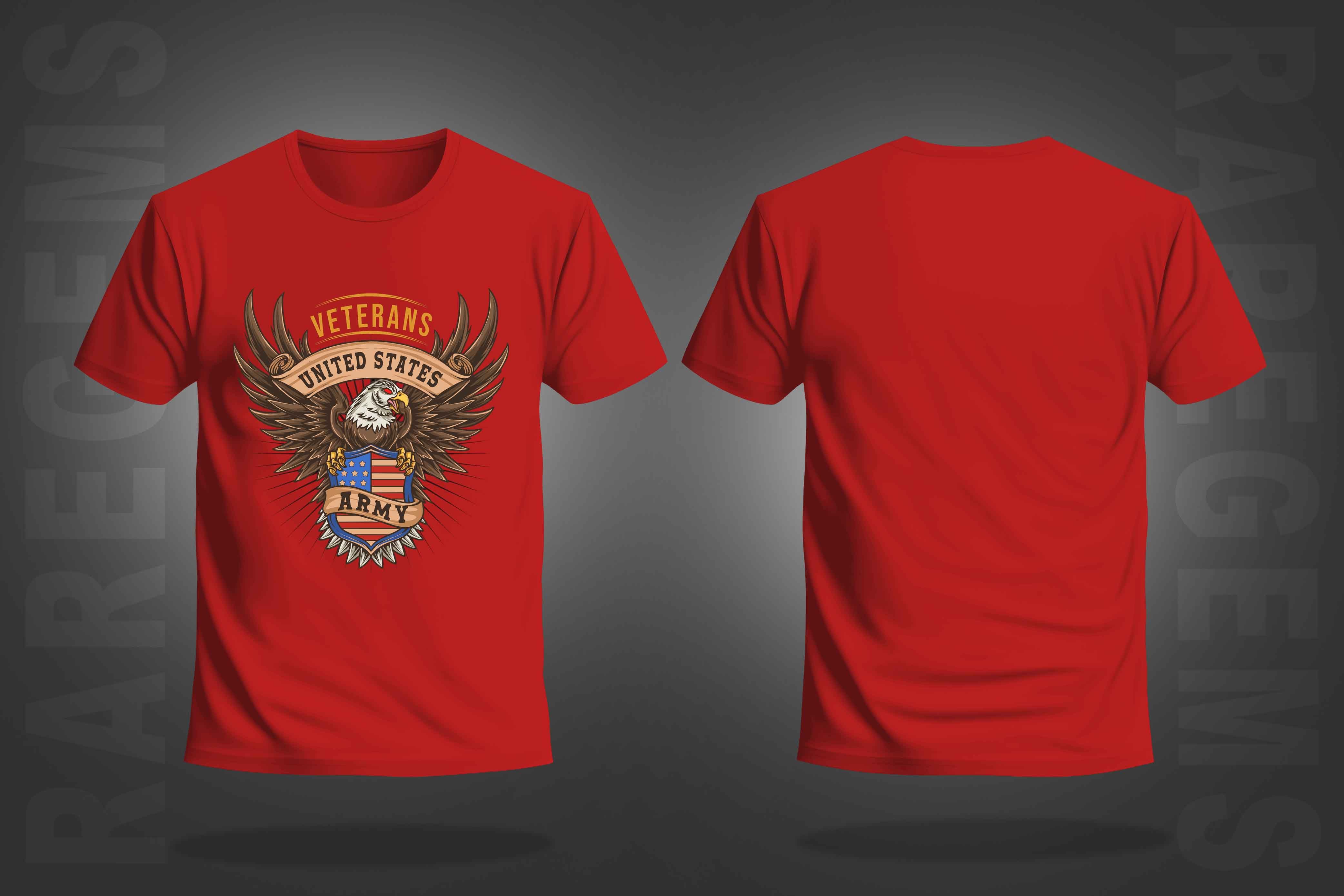 Red Half Sleeves Round Neck United States Army Printed Regular T-Shirt