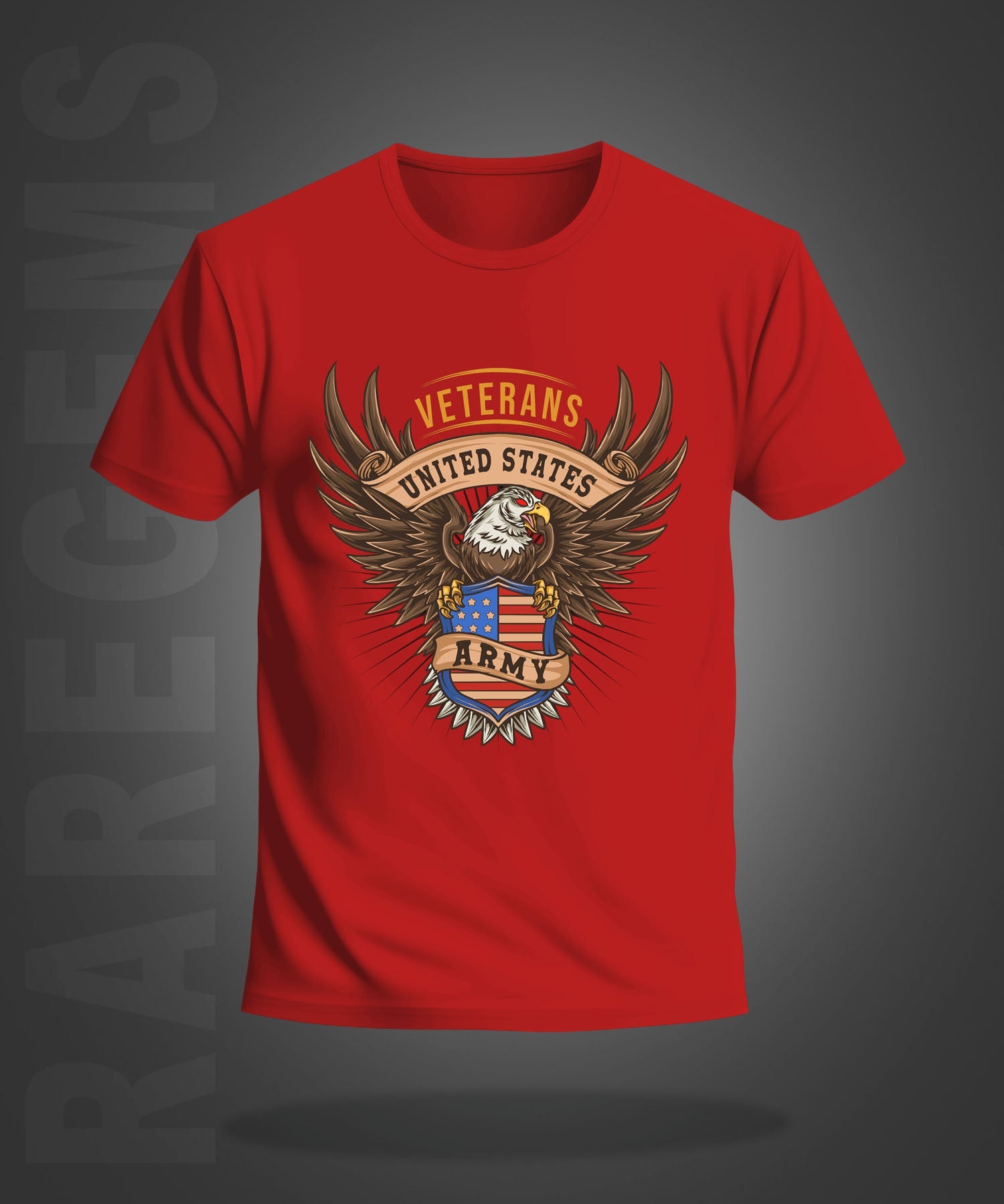 Red Half Sleeves Round Neck United States Army Printed Regular T-Shirt