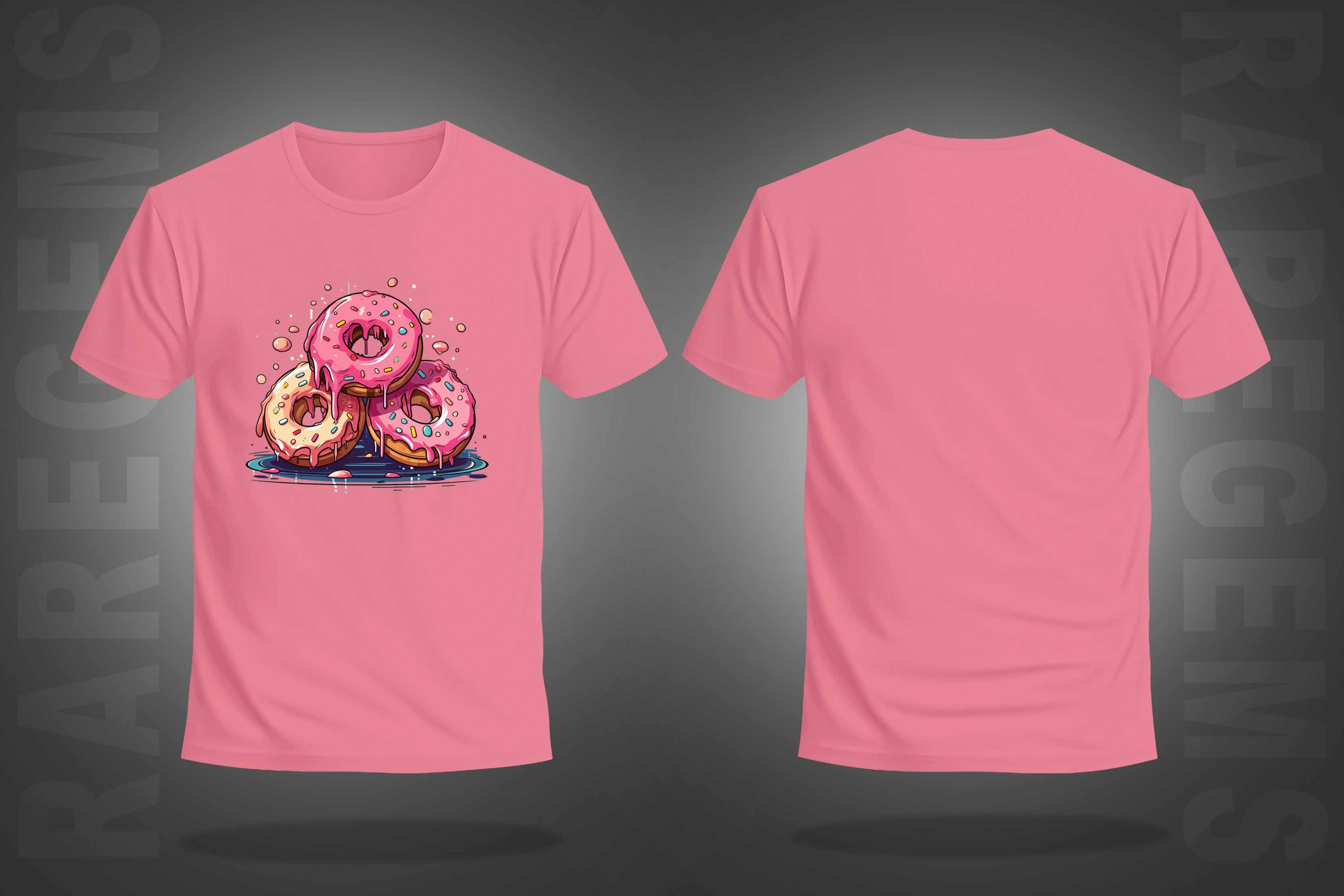 Peach Round Neck Half Sleeve Three Donuts Printed Regular T-Shirt