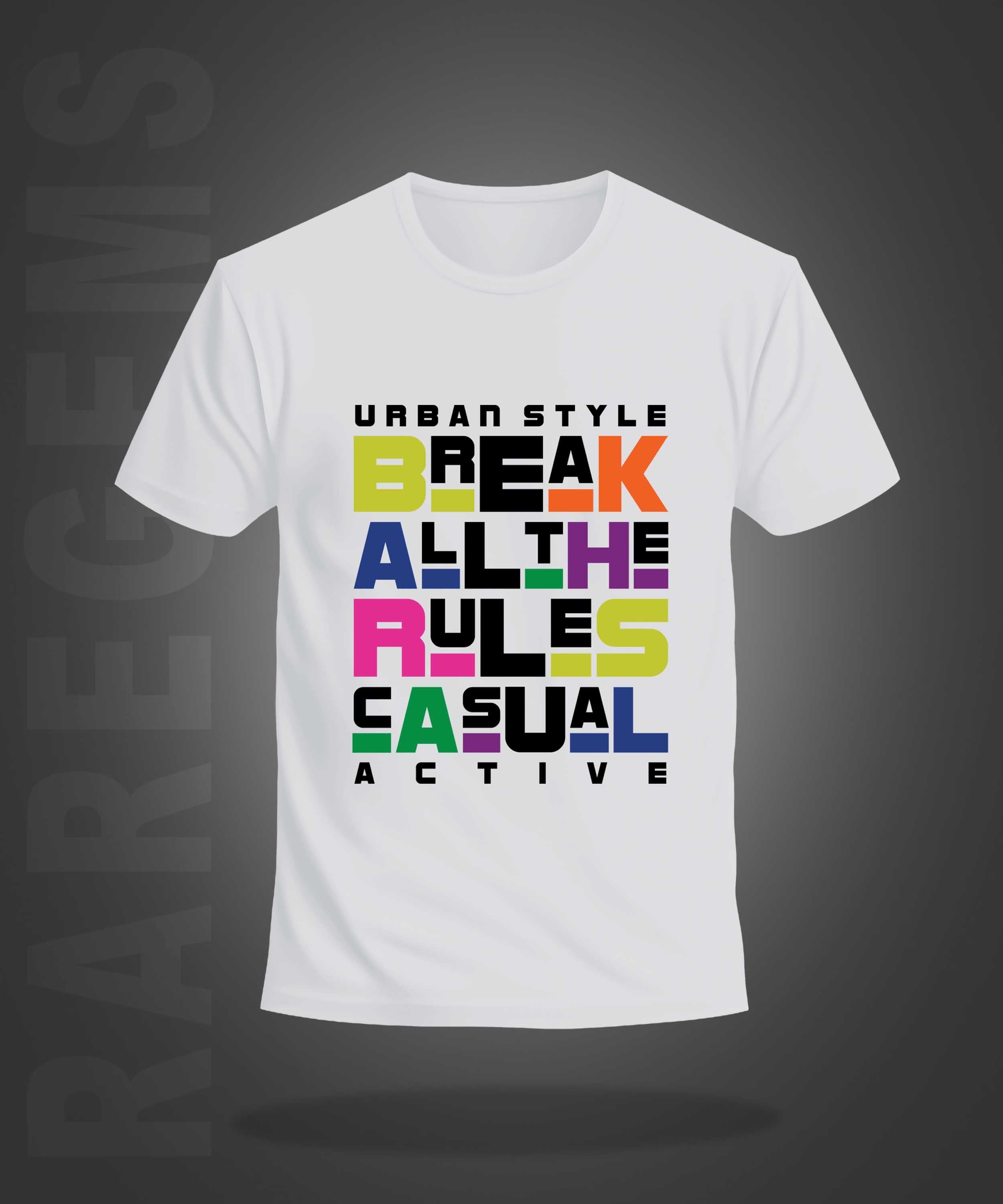 White Round Neck Half Sleeve Break The Rules Printed Regular T-Shirt