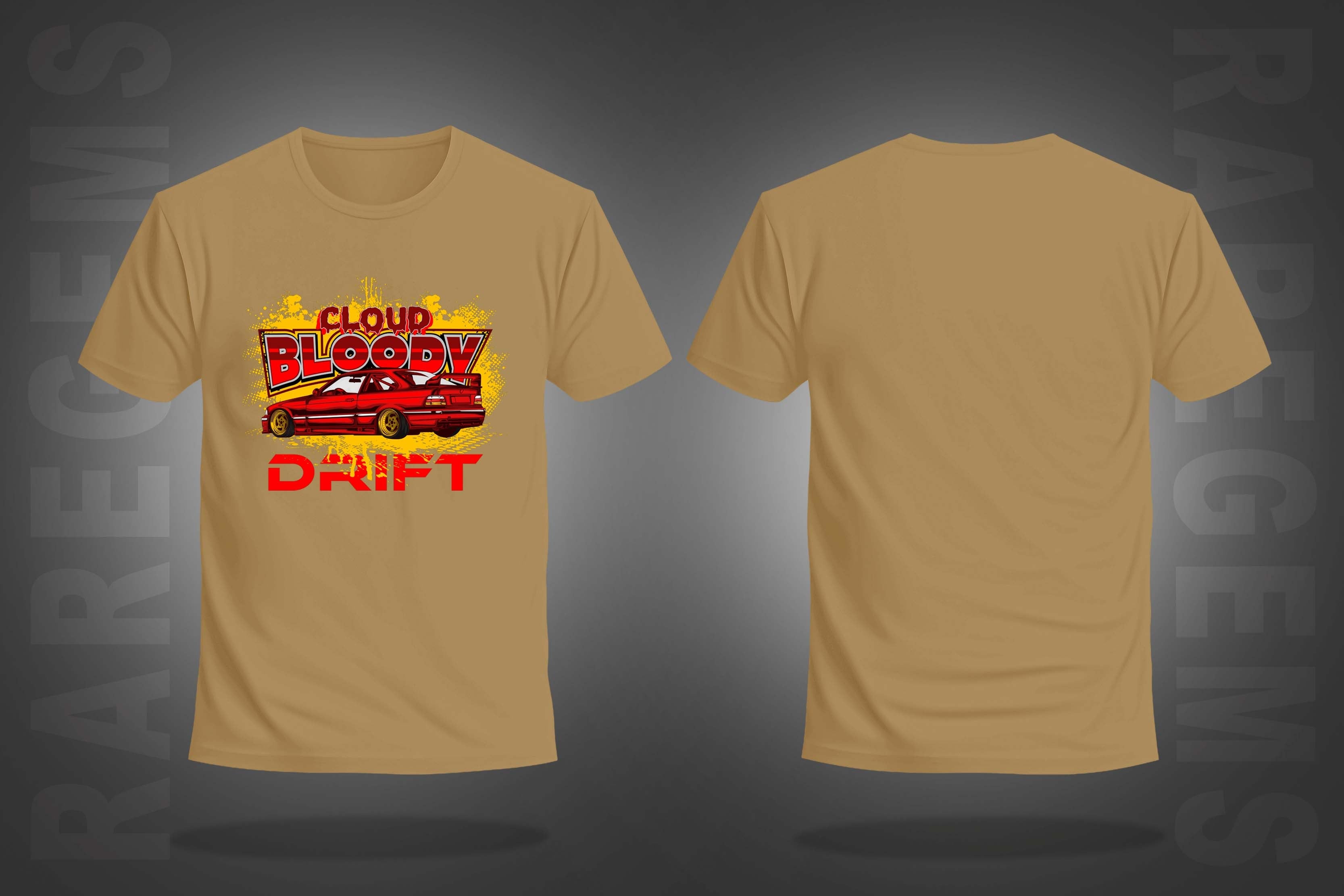 Beige Half Sleeves Round Neck Cloud Bloody Drift Printed Regular T-Shirt