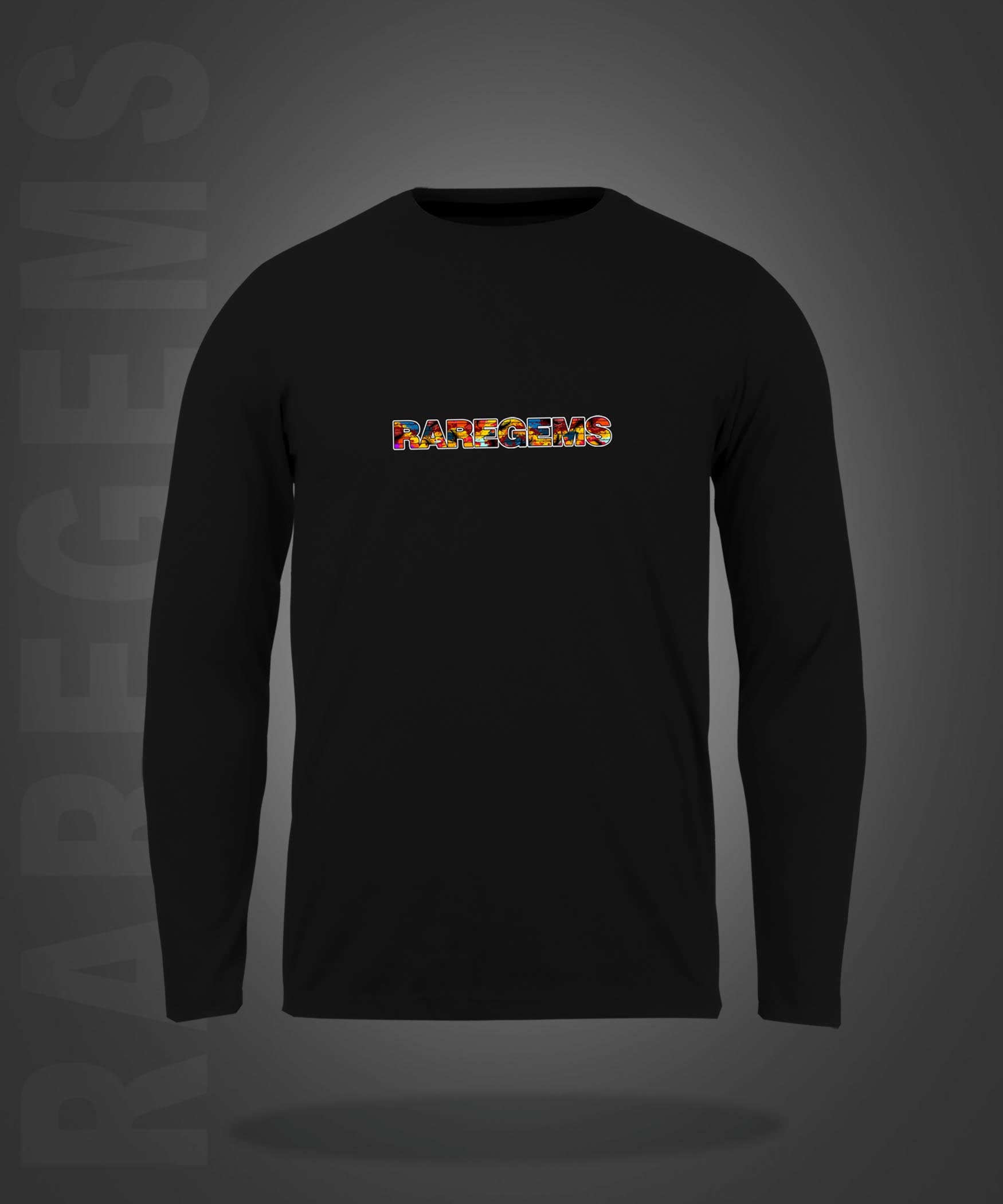 Black Round Neck Multicolor California 89 Printed Full Sleeves T-Shirt