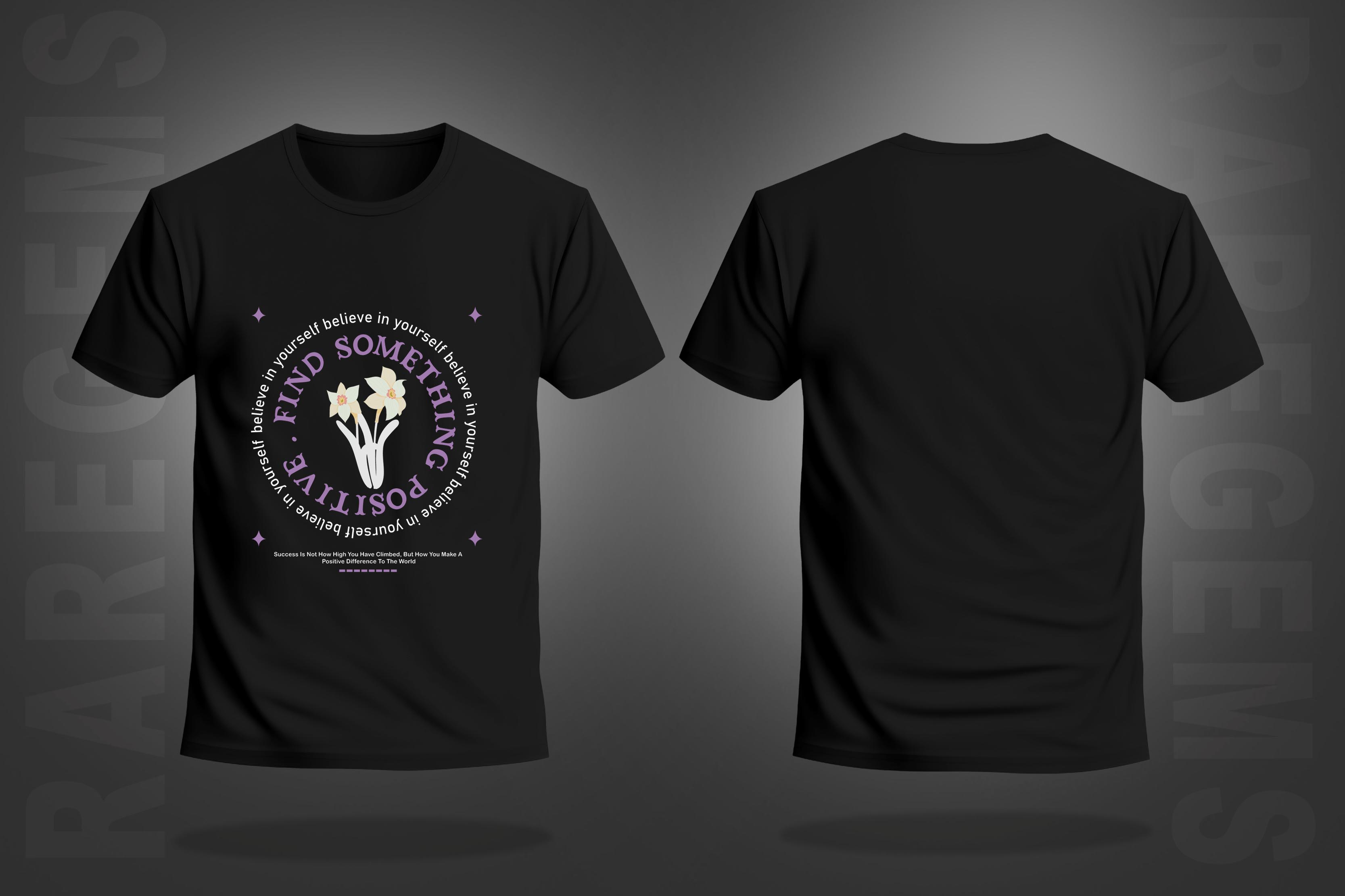 Black Round Neck Half Sleeve Find Something Positive Printed Regular T-Shirt