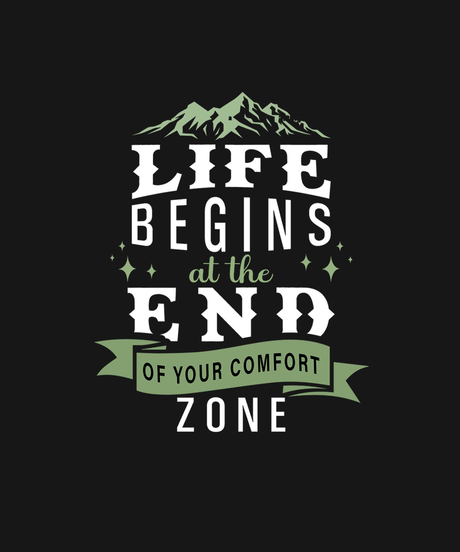 Black Half Sleeves Round Neck Motivational Quote On Life Printed Regular T-Shirt