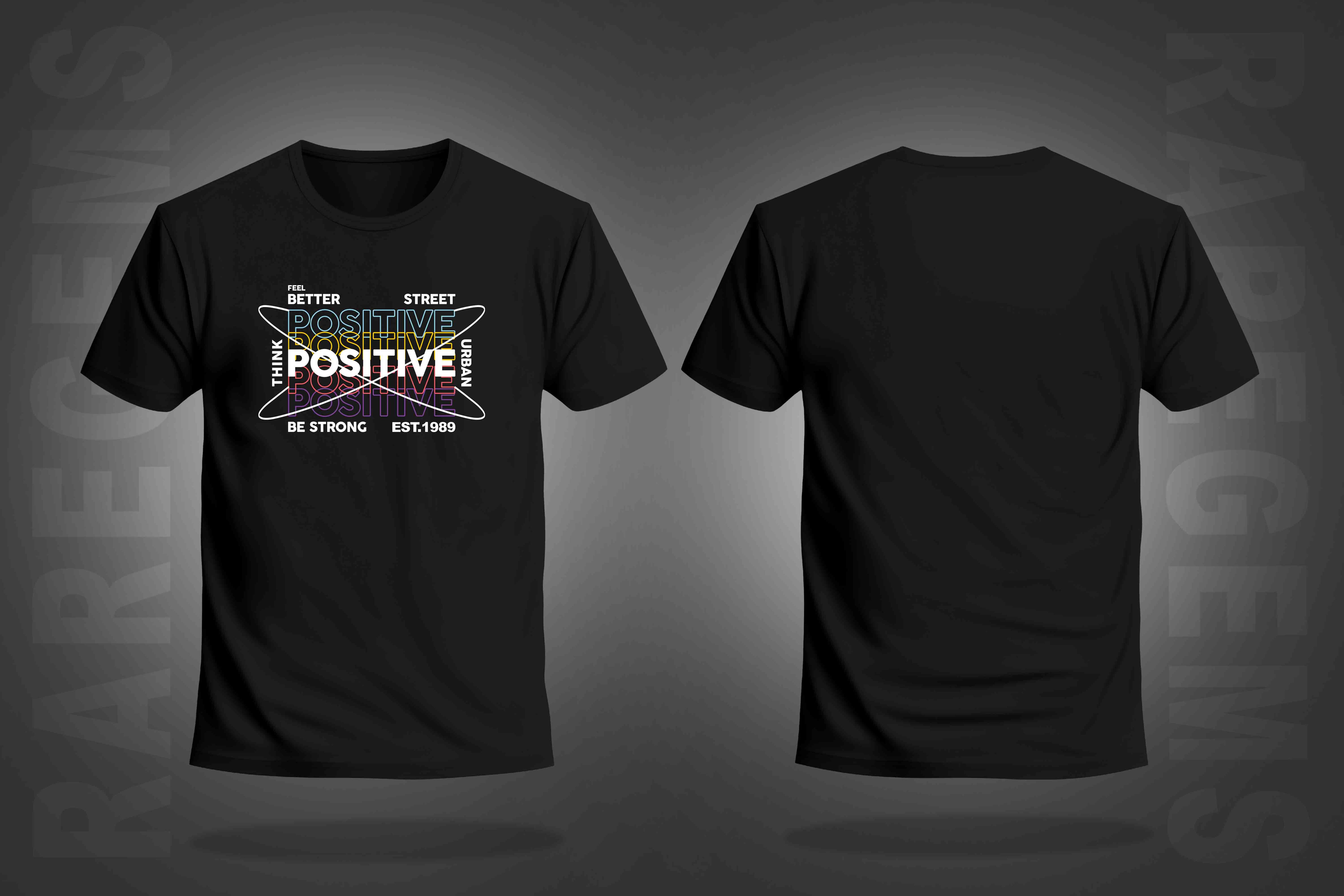Black Round Neck Half Sleeve Think Positive Printed Regular T-Shirt
