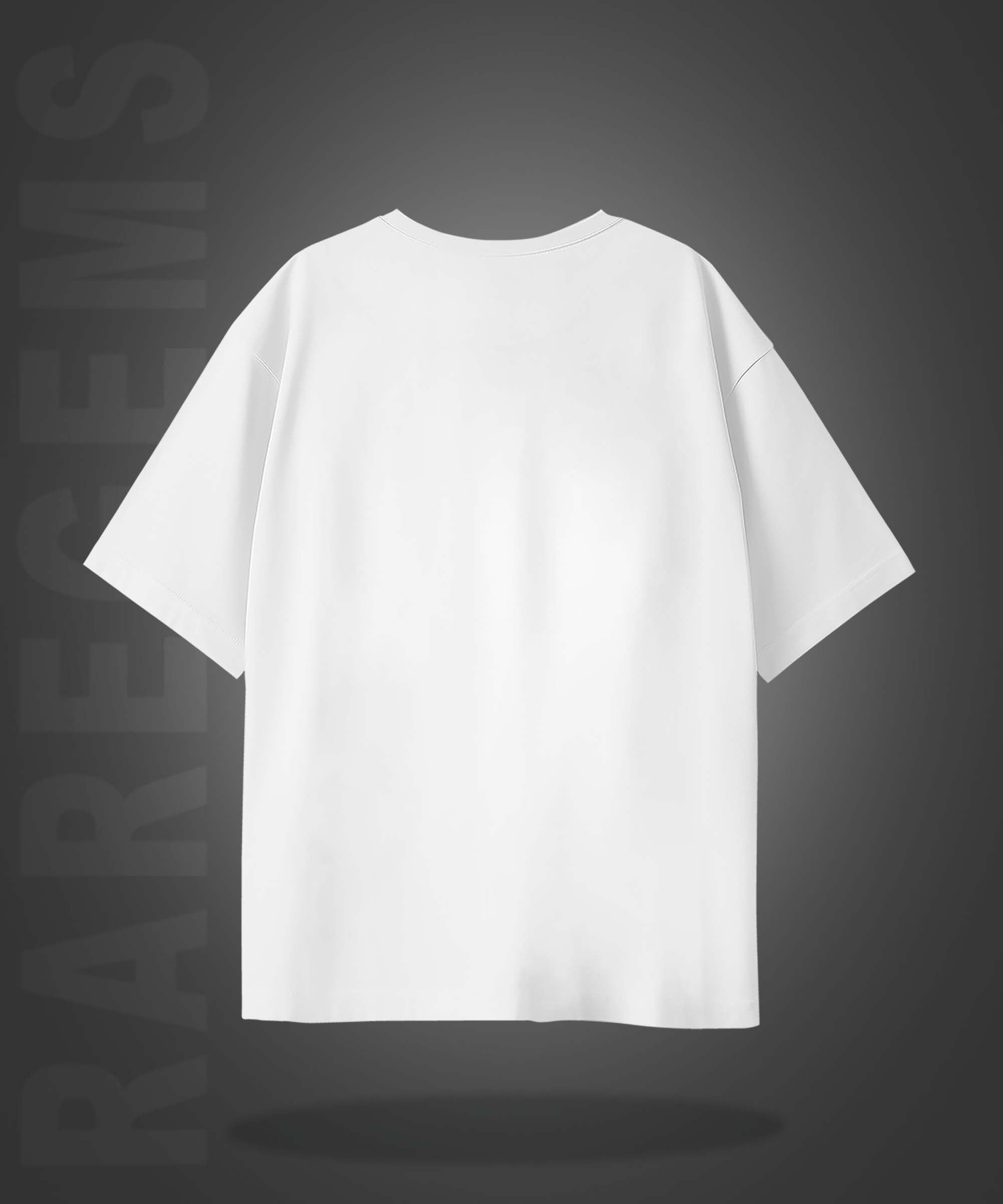 White Half Sleeve Round Neck Think Positive Printed Oversized T-Shirt