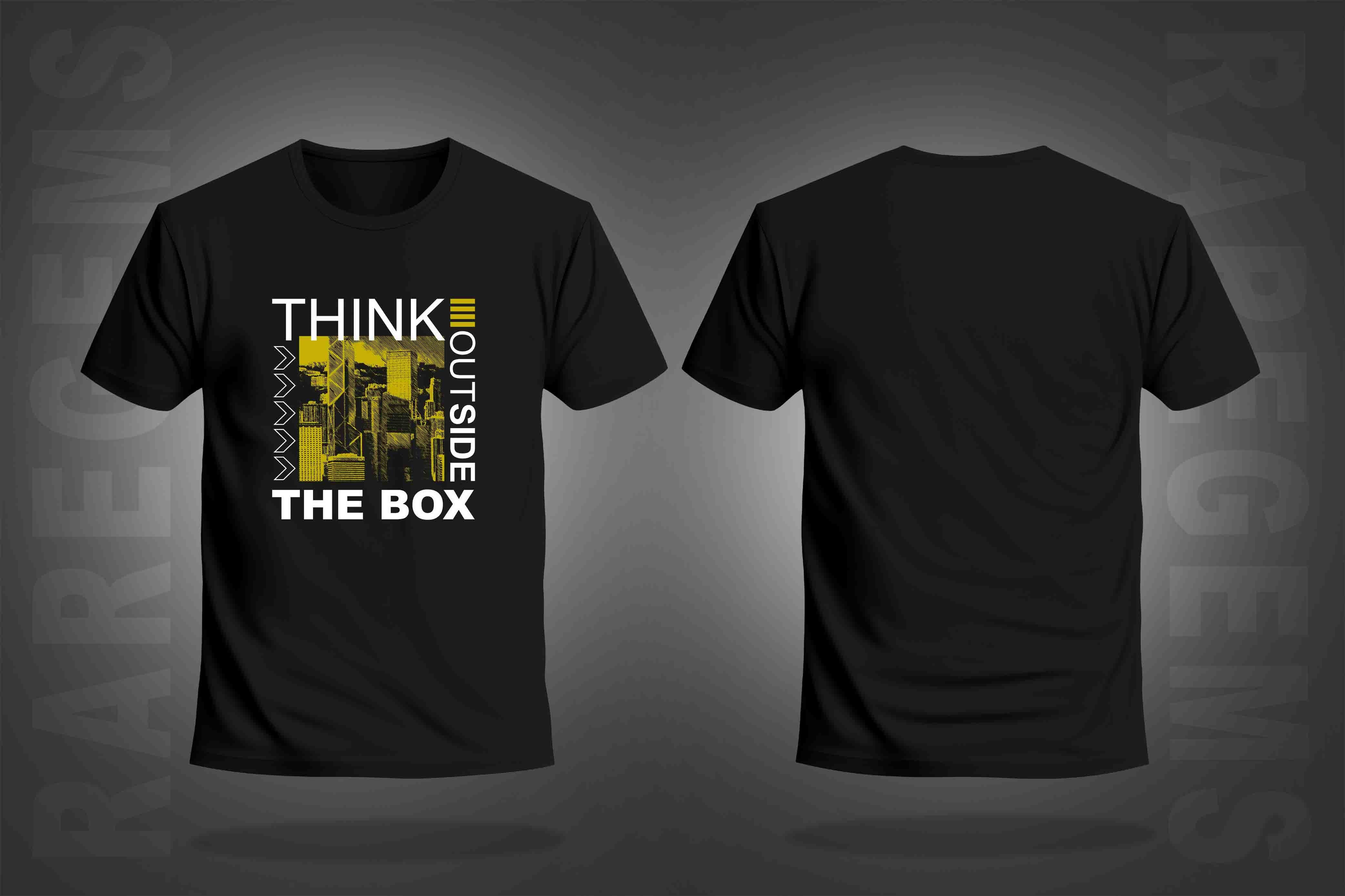 Black Round Neck Half Sleeve Think Outside The Box Printed Regular T-Shirt