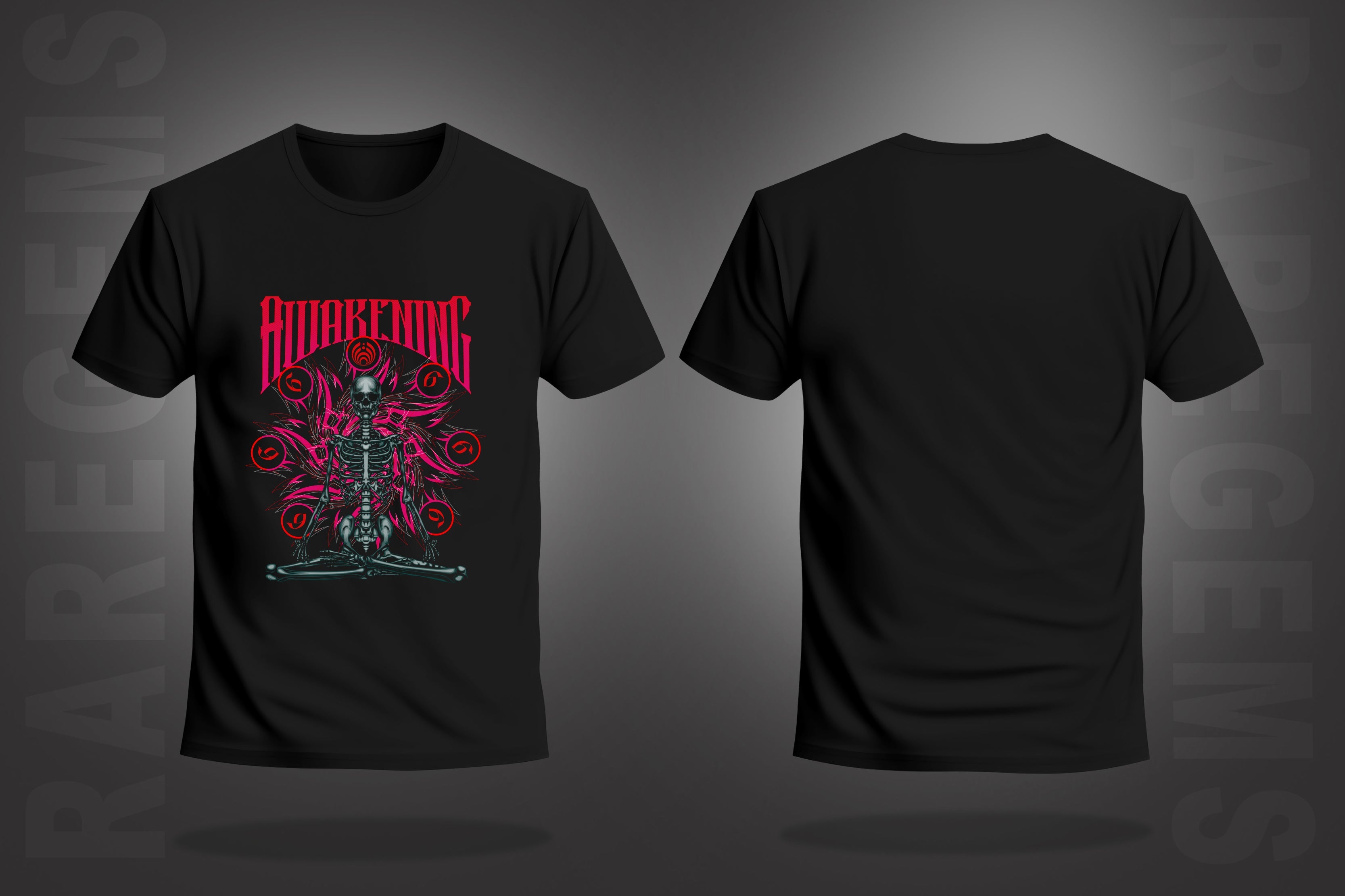 Black Half Sleeves Round Neck Awakening Skeleton Printed Regular T-Shirt