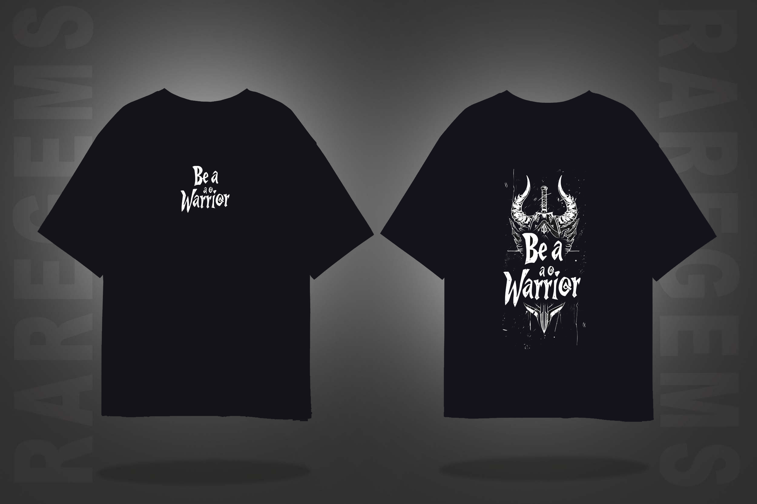 Black Half Sleeves Be A Warrior Printed Oversized T-Shirt