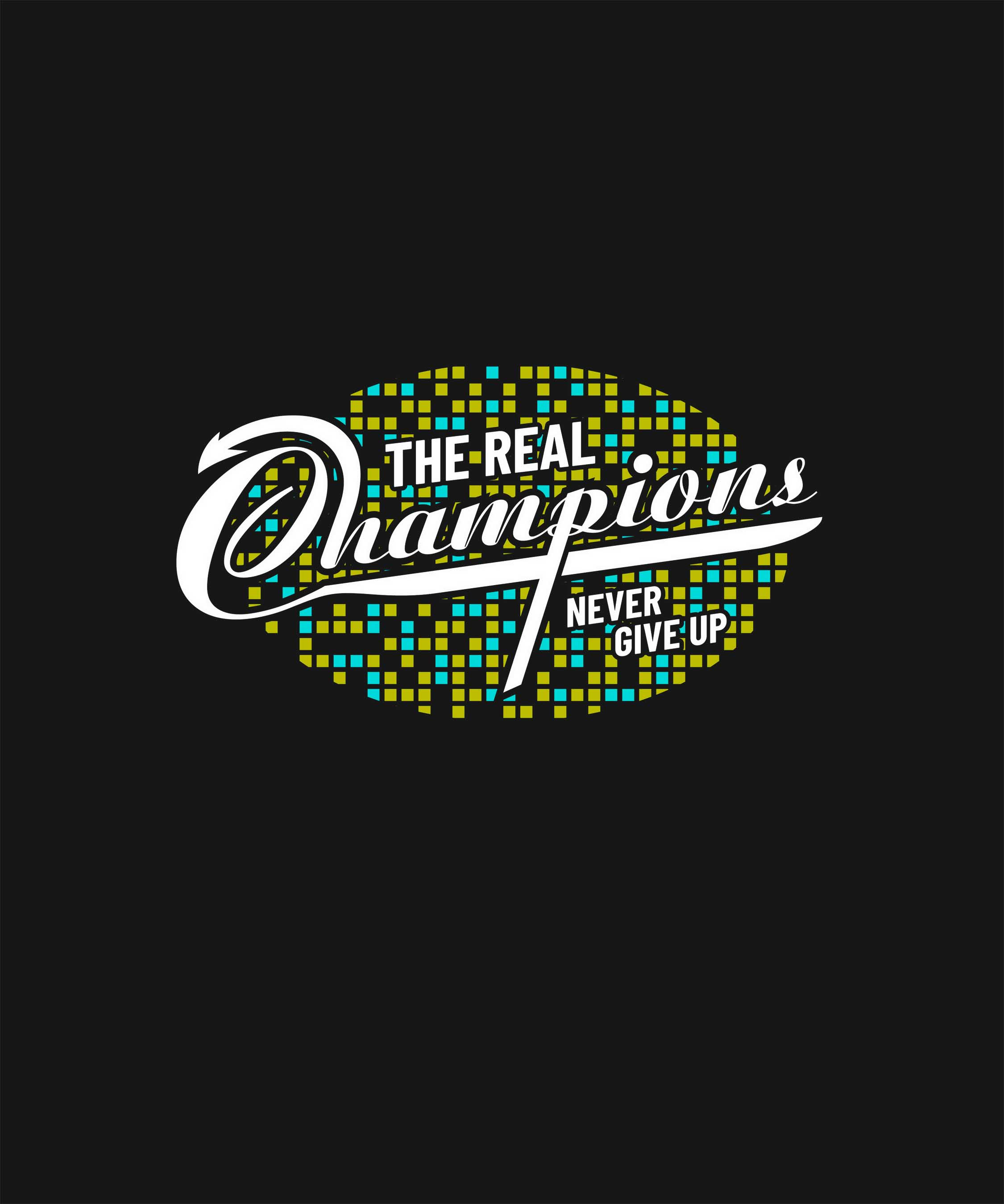 Black Round Neck The Real Champion Printed Full Sleeves T-Shirt
