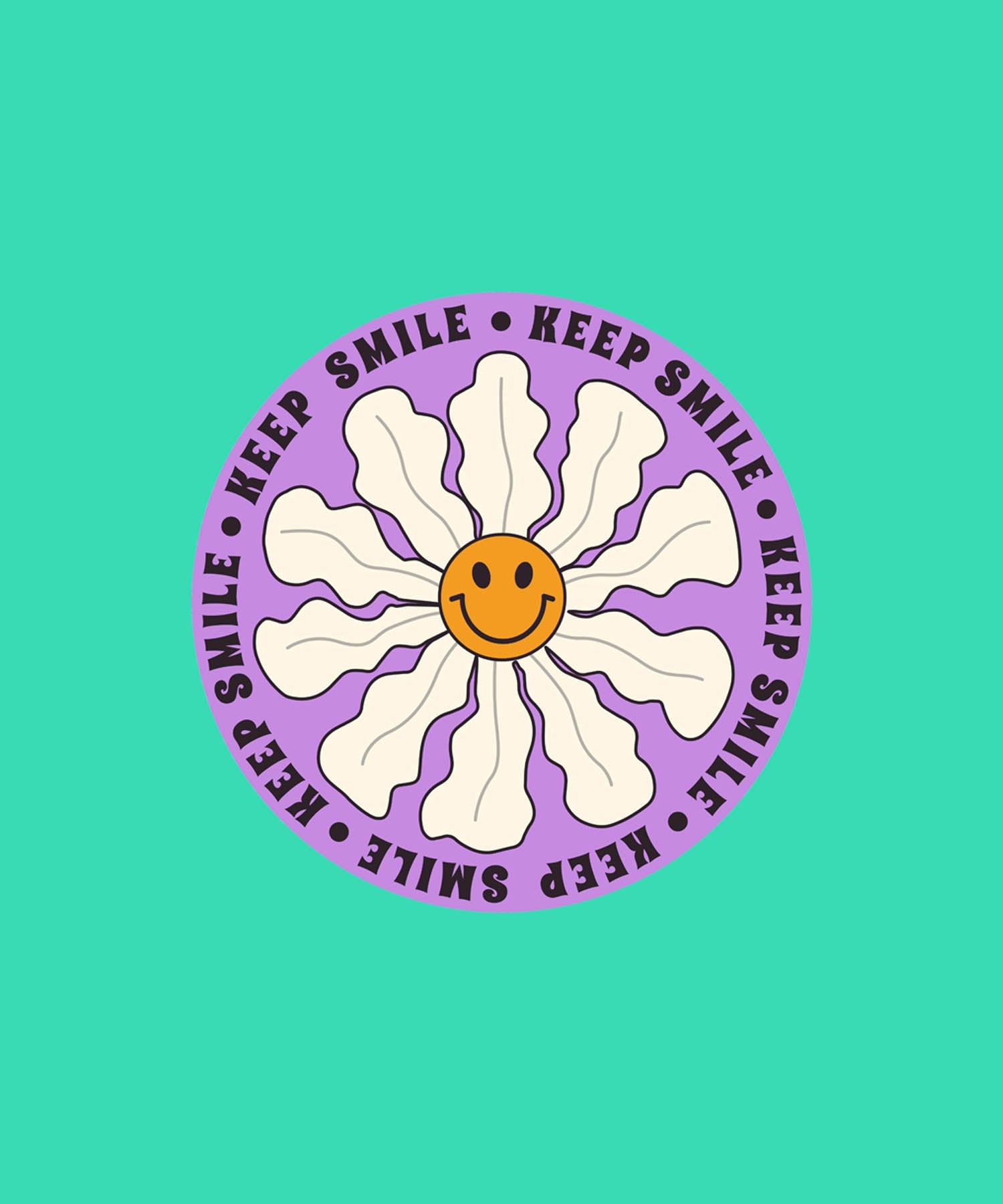 Mint Green Round Neck Half Sleeve Keep Smile Printed Regular T-Shirt