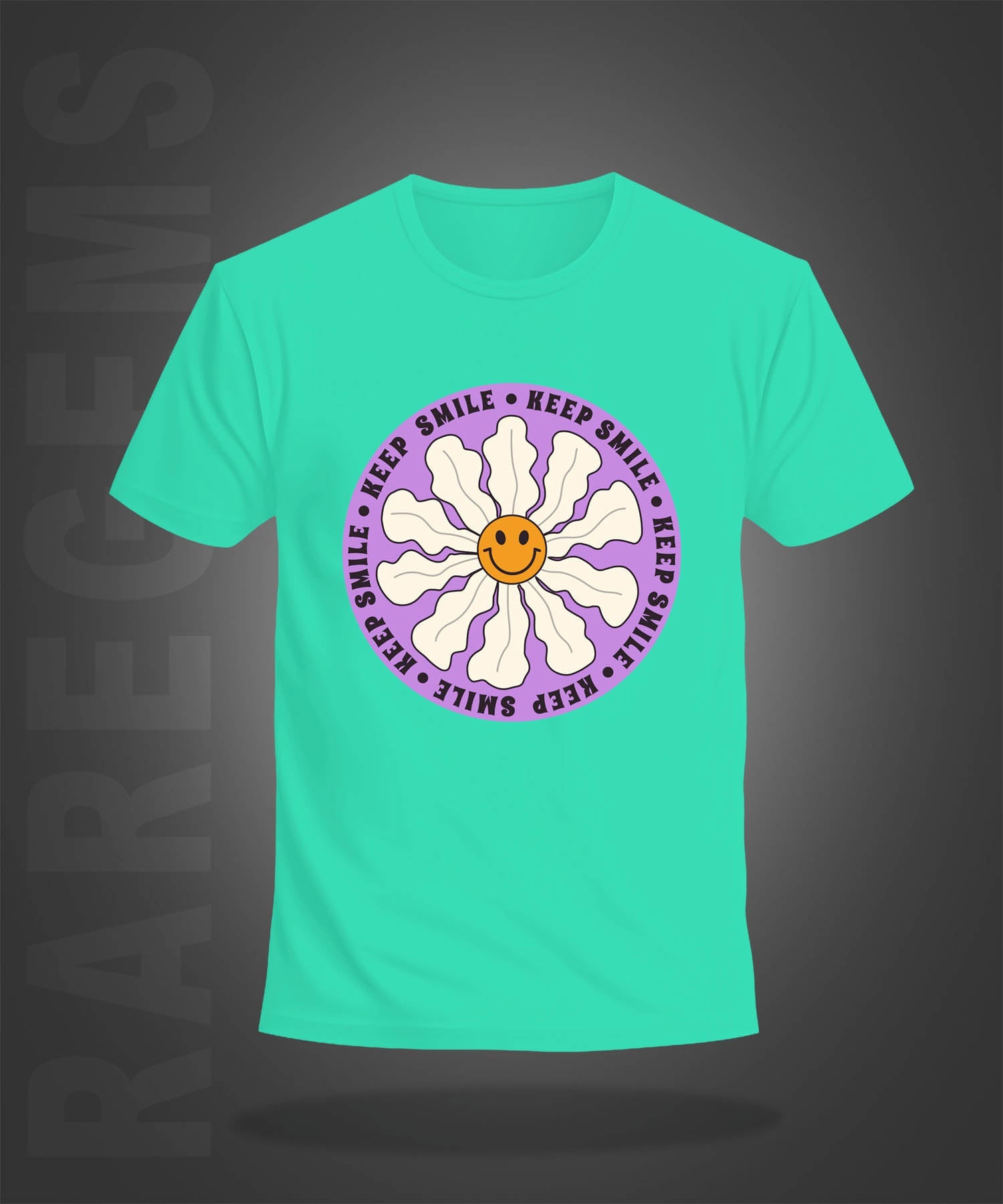 Mint Green Round Neck Half Sleeve Keep Smile Printed Regular T-Shirt