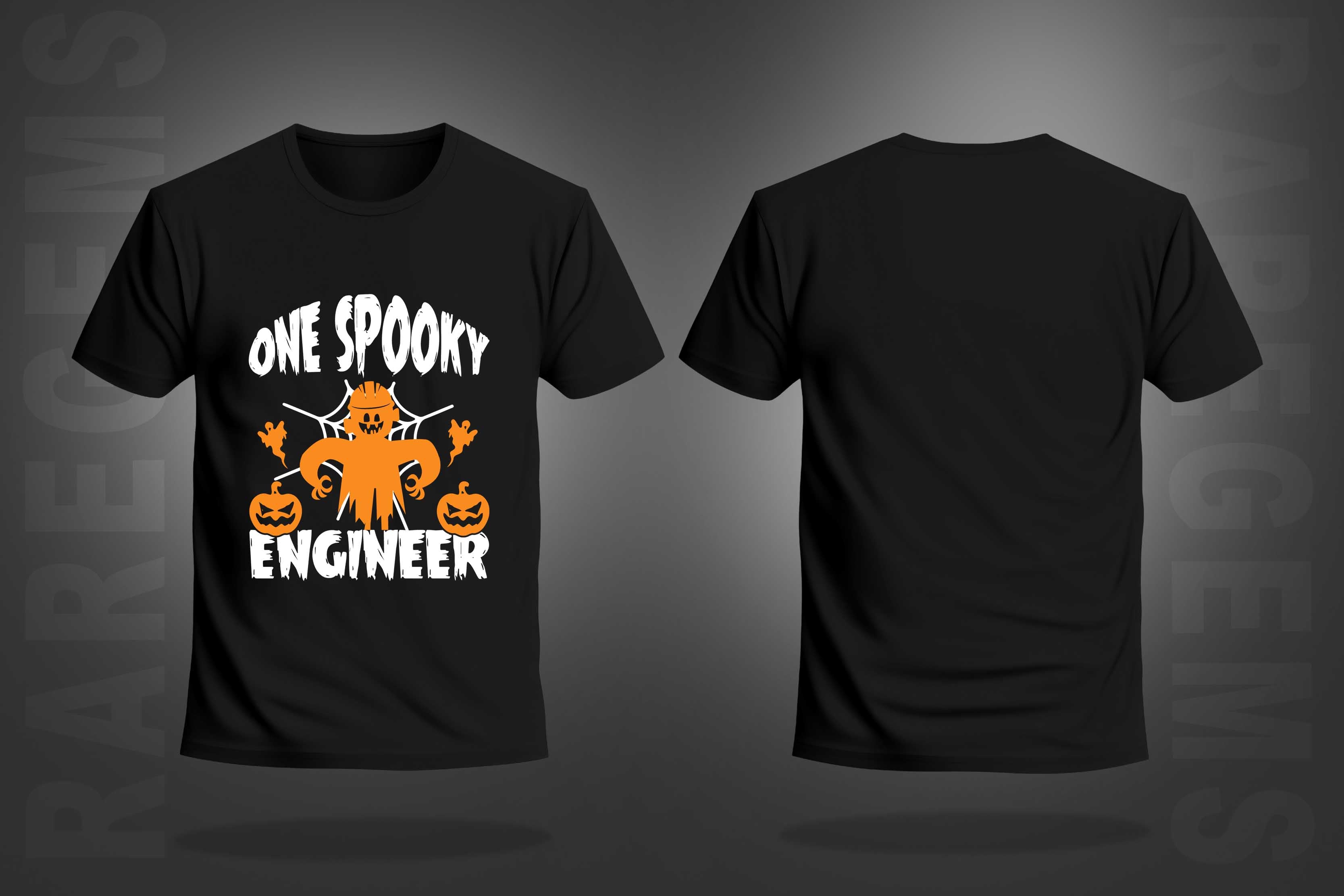 Black Round Neck Half Sleeve One Spooky Engineer Printed Regular T-Shirt