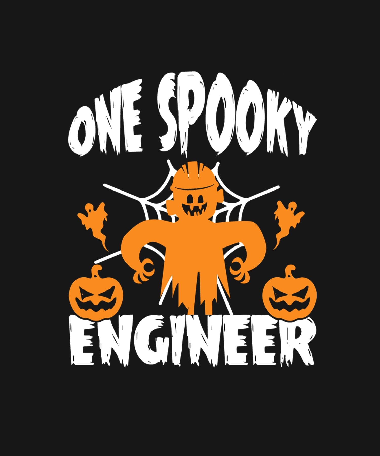 Black Round Neck Half Sleeve One Spooky Engineer Printed Regular T-Shirt