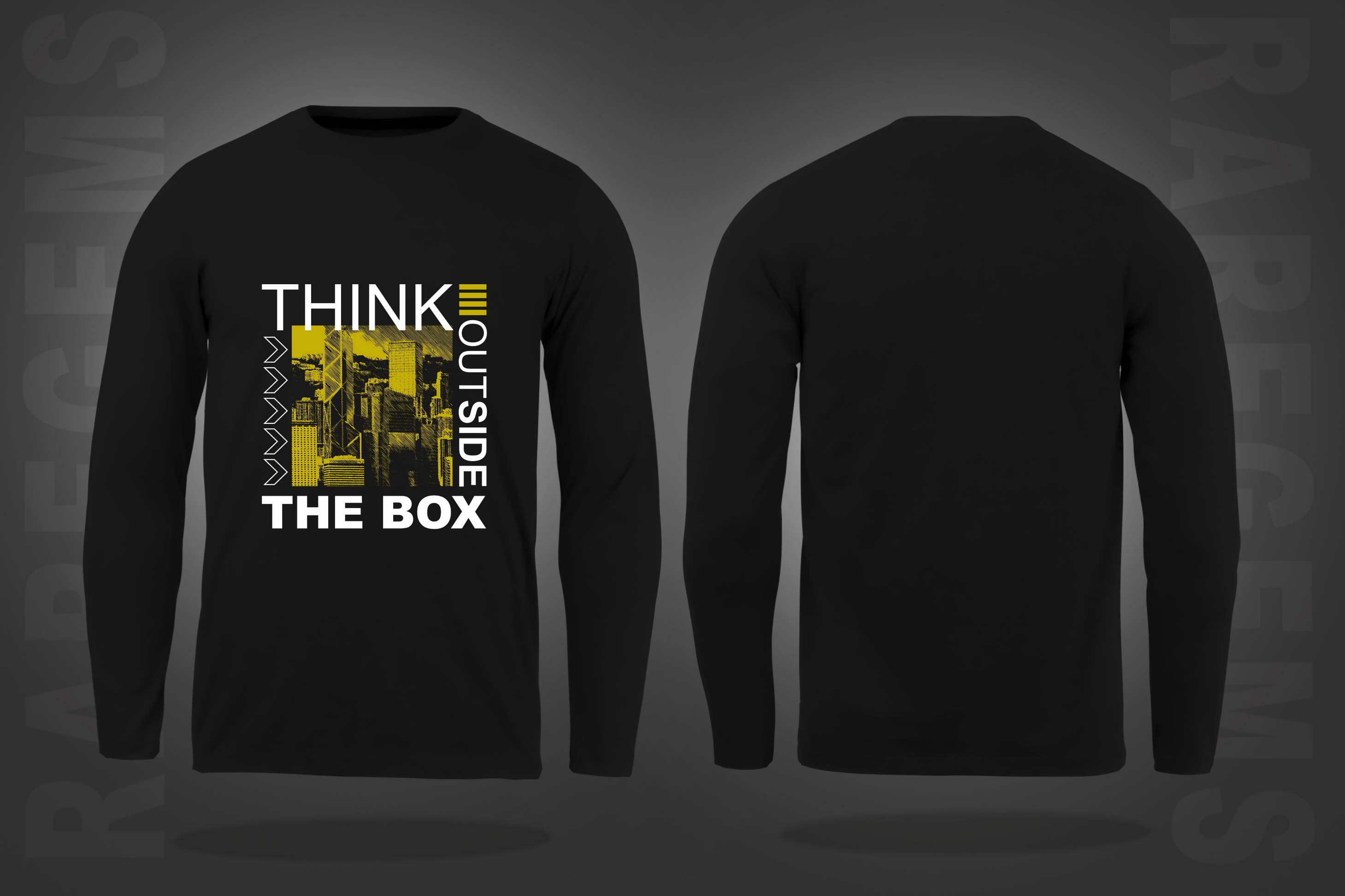 Black Round Neck Outside the Box Printed Full Sleeves T-Shirt