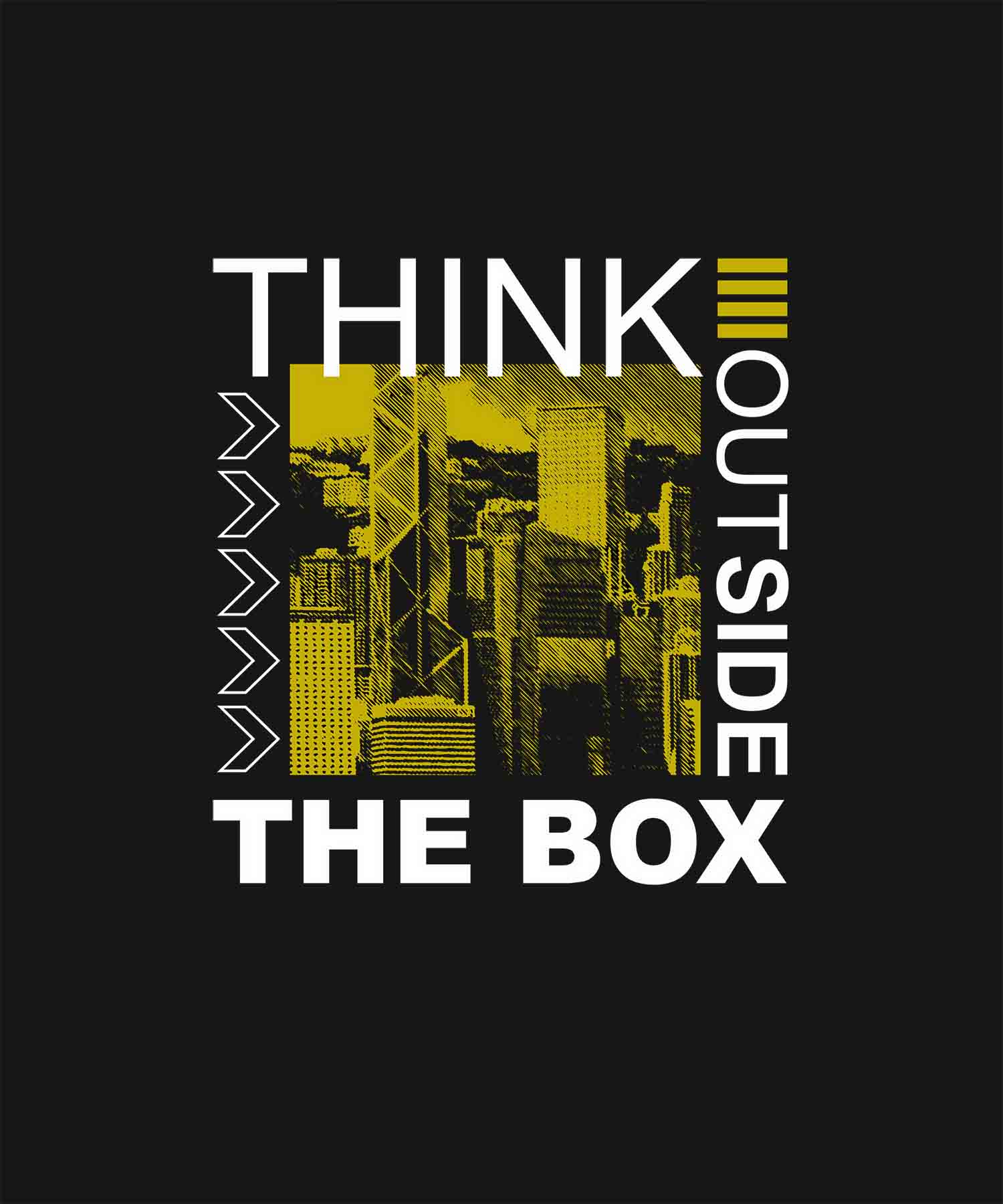 Black Half Sleeve Round Neck Think Outside The Box Printed Oversized T-Shirt