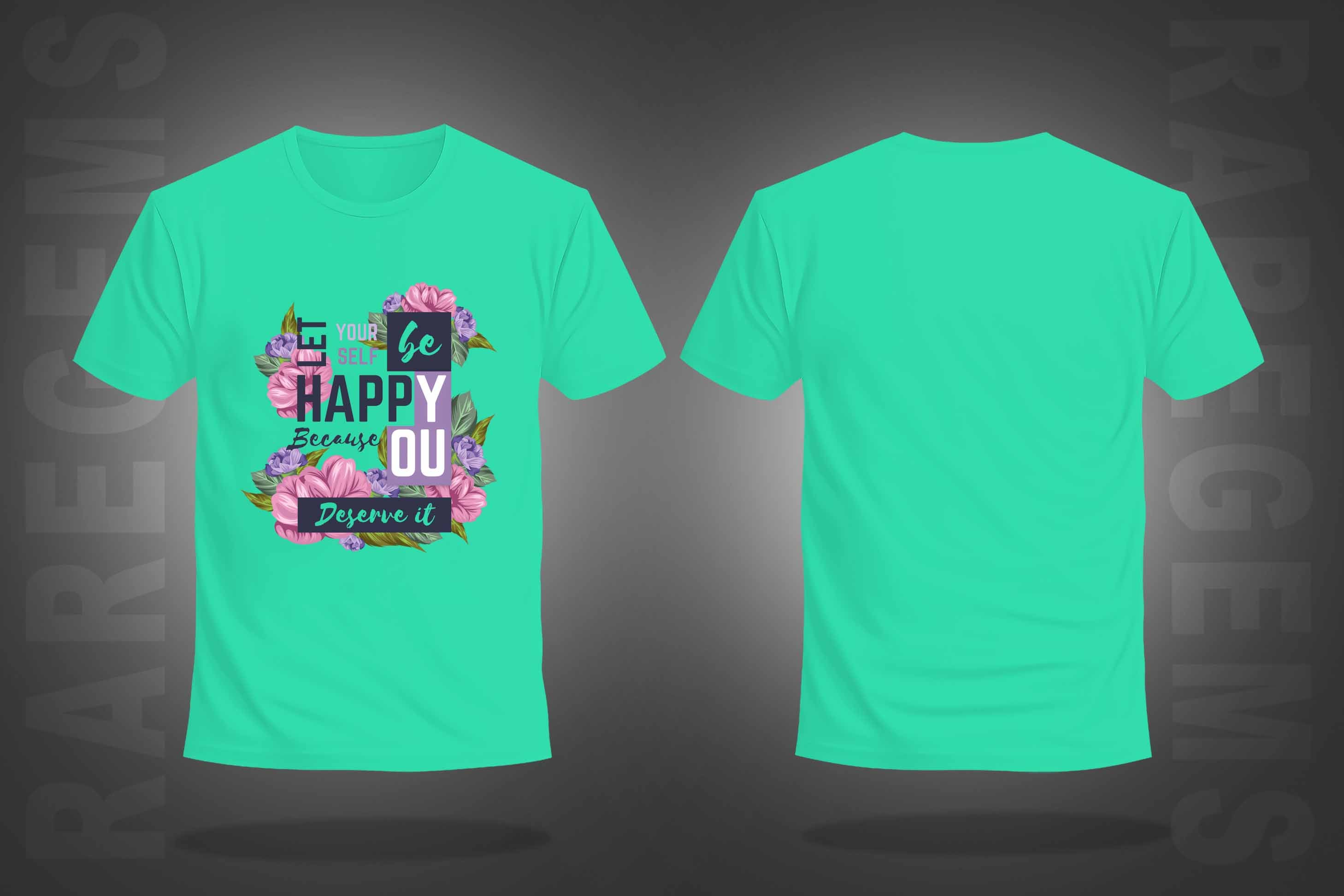 Mint Green Half Sleeve Round Neck Be Happy Printed Regular T-Shirt